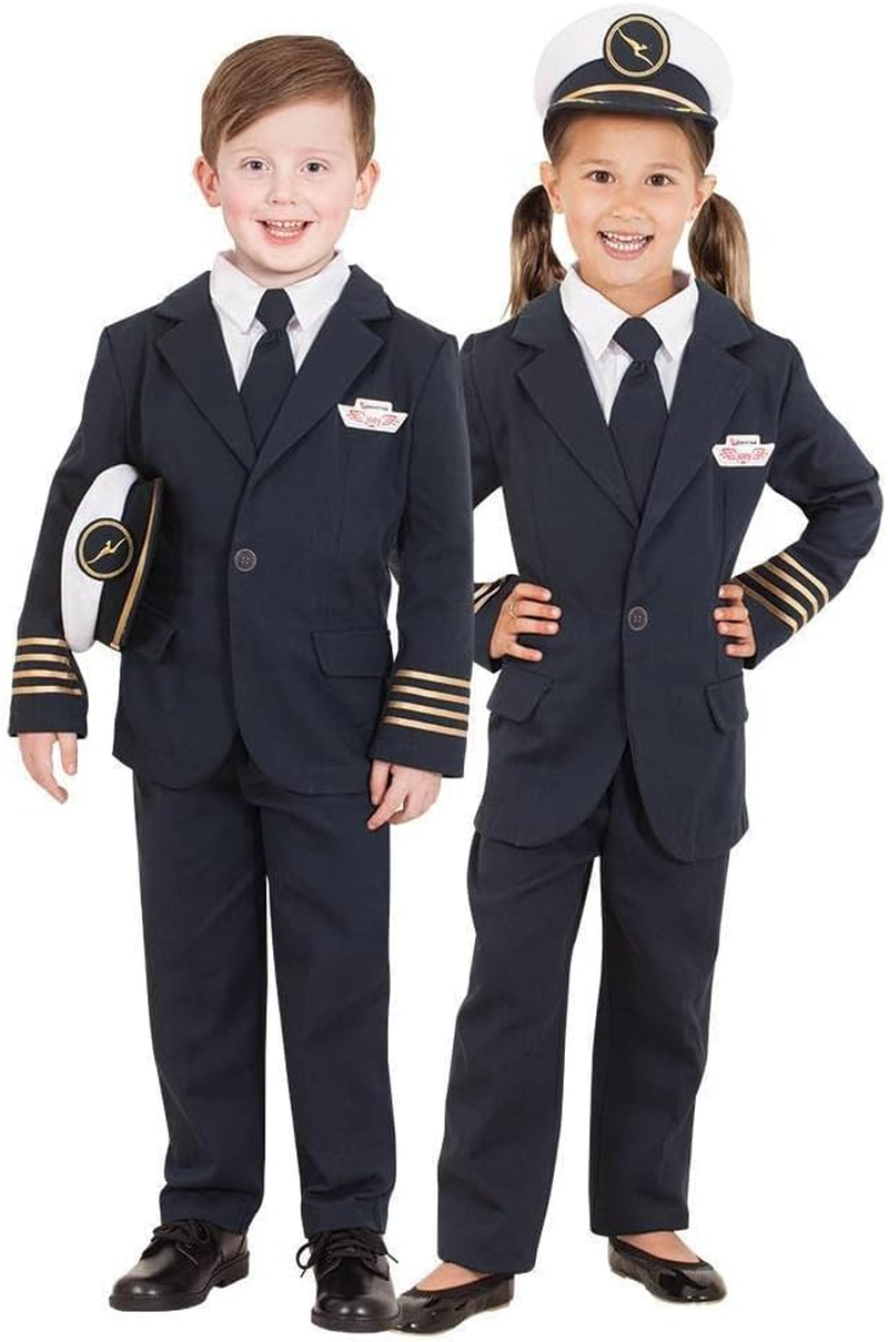 Rubie'S Qantas Captain Uniform for Kids - Medium (6-8 Yrs) - Unisex - Blue - Career - Role Play - Authentic Replica - Button, Velcro Closure image number 1