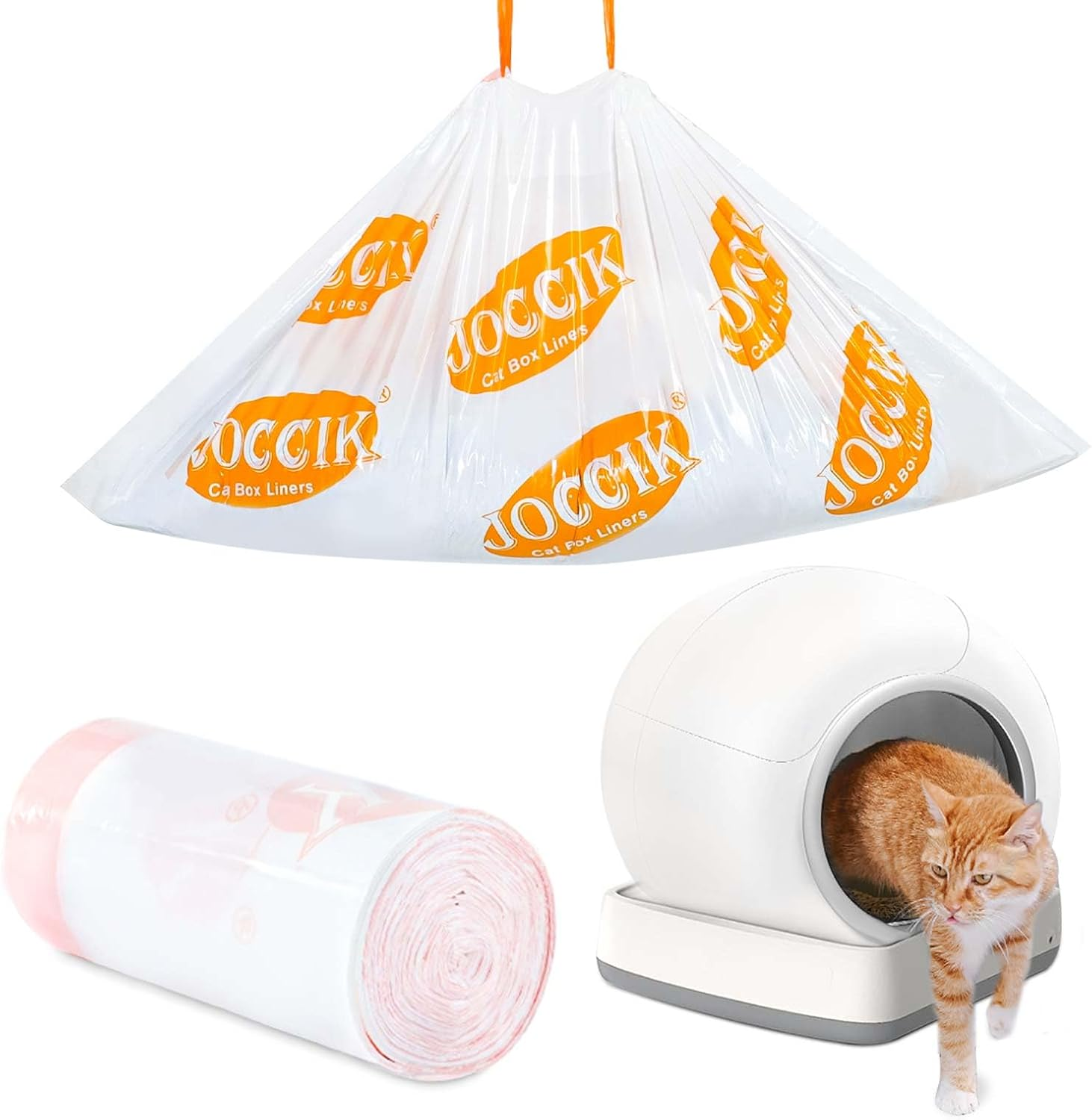 Drawstring Litter Liner Bags Compatible with PETKIT PURA X/MAX, 100 Count Tear Resistant Waste Drawer Liners for Automatic Cat Litter Boxes image number 2