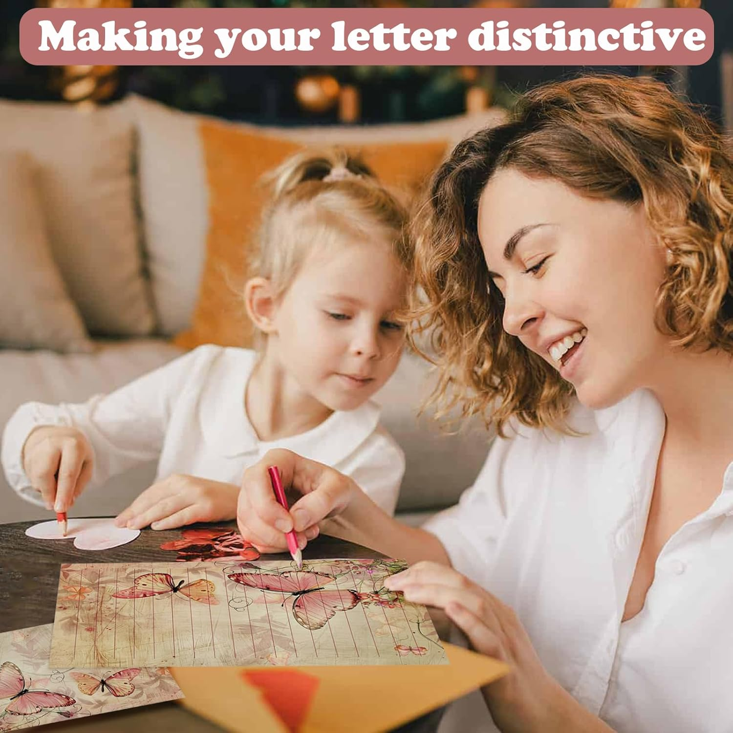 Jascherry 50 Sheets of Stationery with Envelopes, 10 Ddesigns of Stationery with 3 Sticker Sheets, Elegant Stationery Set for Invitation Cards, Congratulations Cards, Set C image number 5