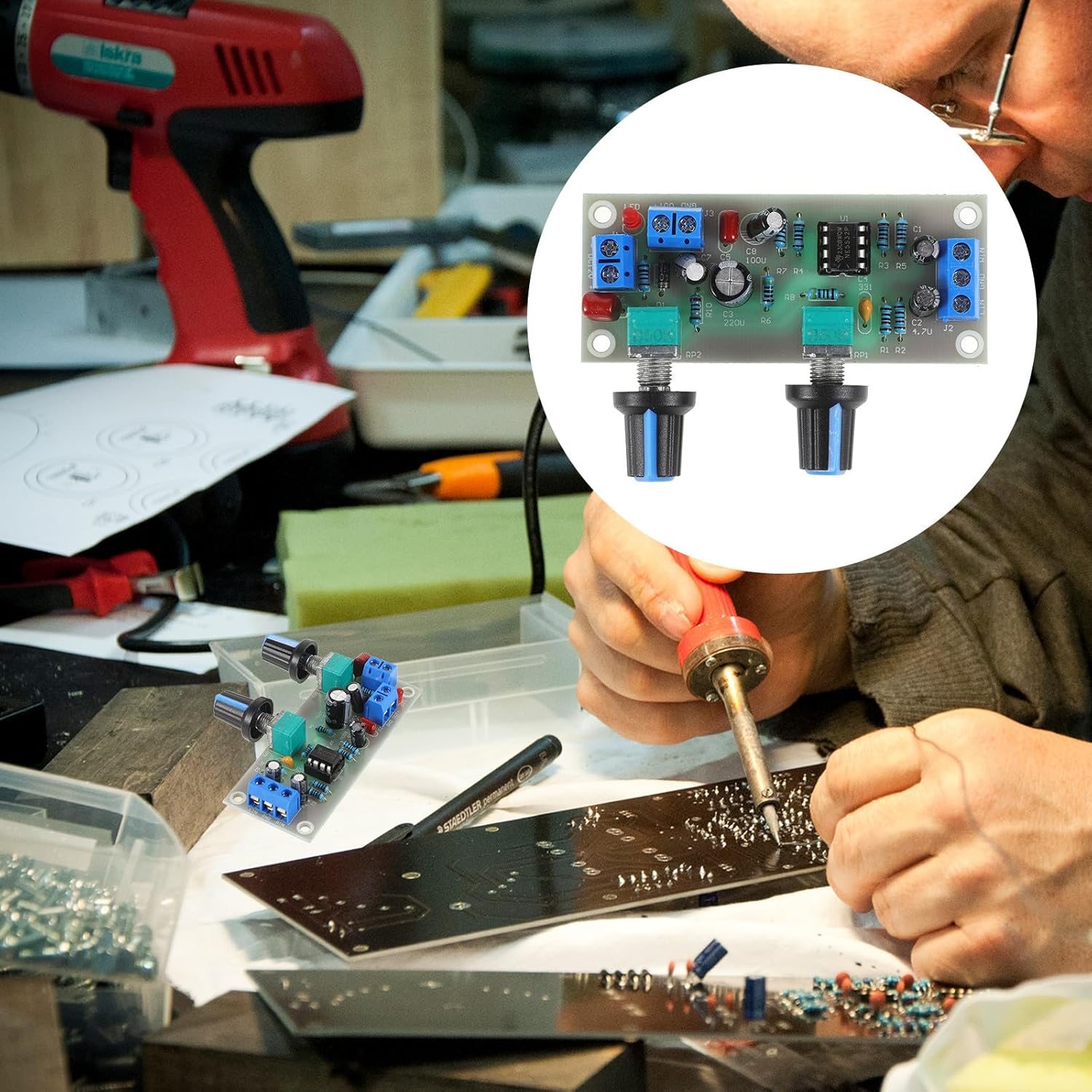 BUGUUYO Single Power Supply 10-24V Digital Subwoofer Preamplifier Board with Low Pass Filter, Audio Amplifier Module for Home Theater and DIY Speakers, Low Bass Sound Random Color image number 6