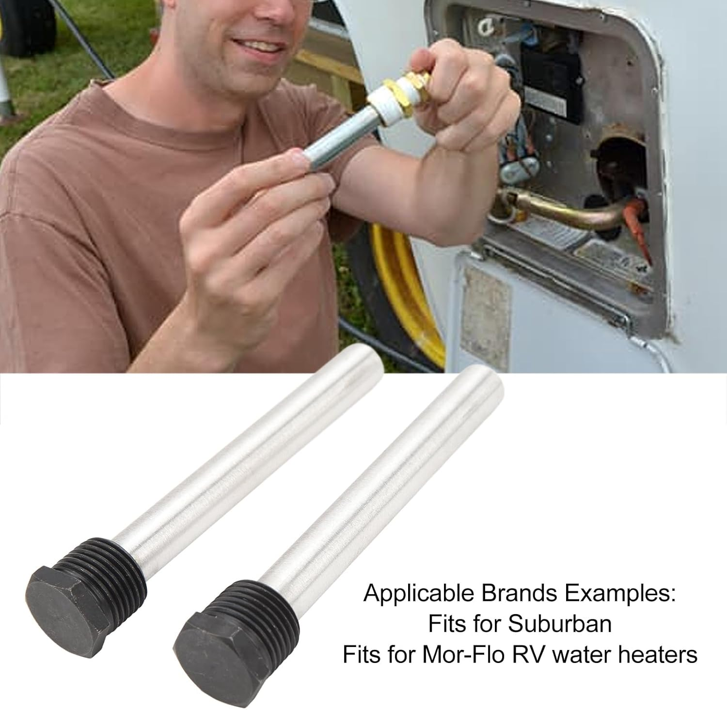 2 Pack RV Water Heater Anode Rods, Anode Rod for Hot Water Heater, 1/2In NPT Thread, Compatible with Suburban, Mor-Flo RV Water Heaters image number 5