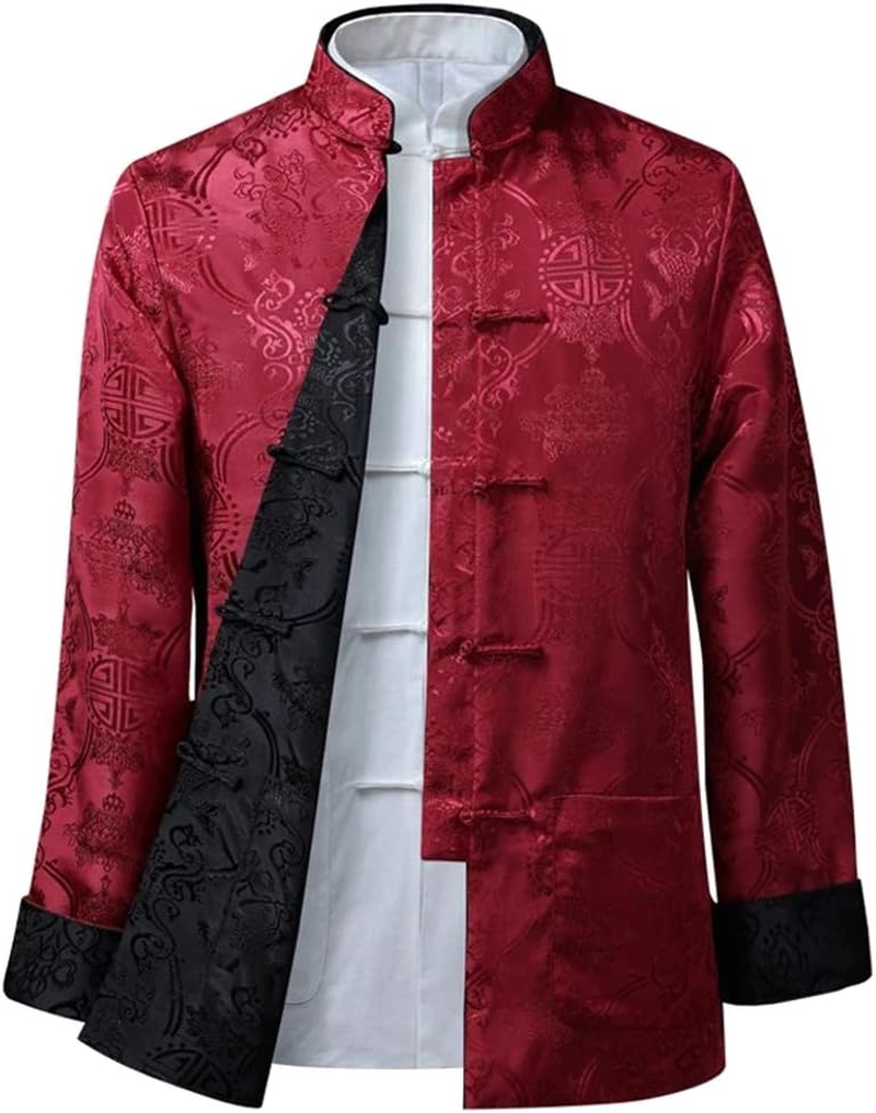 Men/Women Chinese Tang Suit Tops - Both Sides Coating Jacket Long Sleeve Martial Arts Kung Fu Shirts Chinese Tang Suit National Costumes image number 7