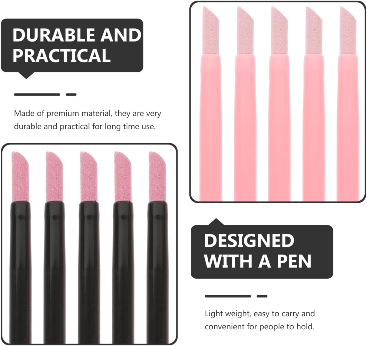 Ipetboom Manicure Pen Single Head Cuticle Remover Nail File Ceramic Stick Trimmer 2 Packs for Beauty image number 6