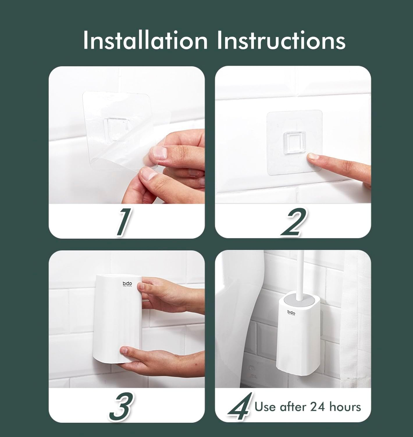 Wiseuwise Premium Toilet Brush and Holder 2 Set - 48 Cm Long Handle Wall Mounted, Drip Proof Design, Thick Bristles for Deep Cleaning, Grey (2 Toilet Brush Set Gray) image number 4