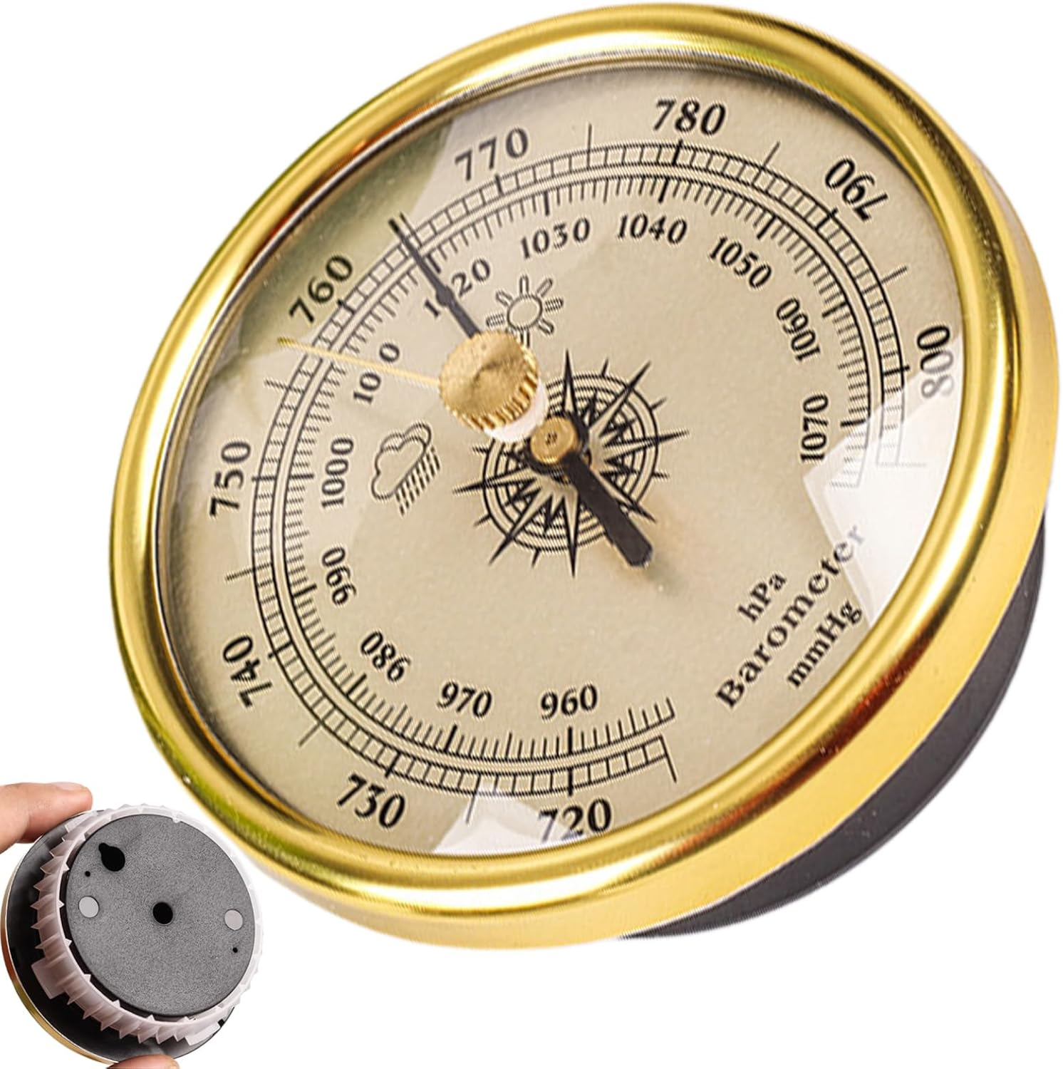 Barometer Adjustable 3In Barometric Pressure Gauge Clear Scaled Weather Barometer with Hanging Hole Portable Barometer for Indoor Outdoor Wall Fishing image number 5