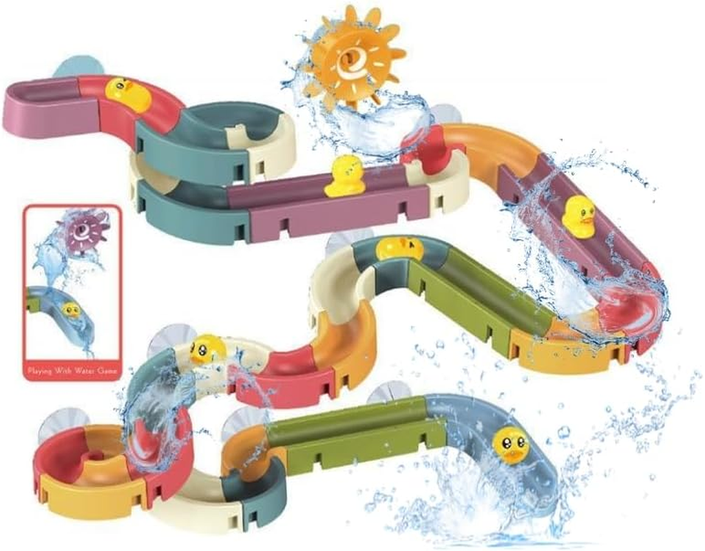 48 PCS Baby Bath Toys Set, Slide Duck,Toy Ducks -Interactive Water Slide Toy Track with Suction Cups-Fun Water Toys for Bathtub-1-8 Years Old- Boys and Girls Gifts image number 4