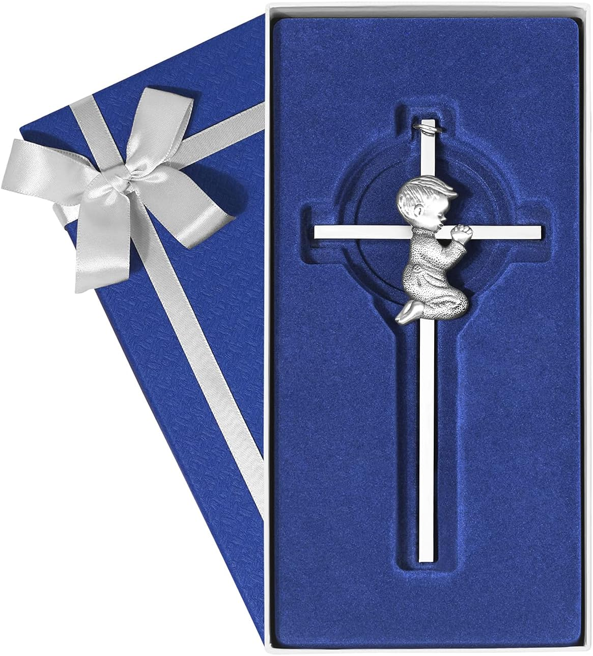 Baby Wall Cross Baptism Gifts for Girl, 6-Inch Silver Praying Girls Baptism Crosses for First Holy Communion Christening and Dedication Baptismal Gifts from Godparents