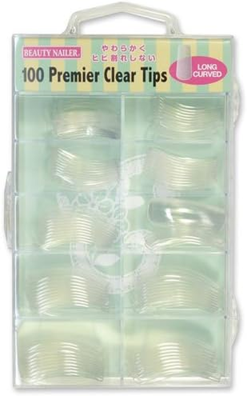 Beauty Nailer PT-8N 100P Premier Chips Long Curved Assortment, Clear