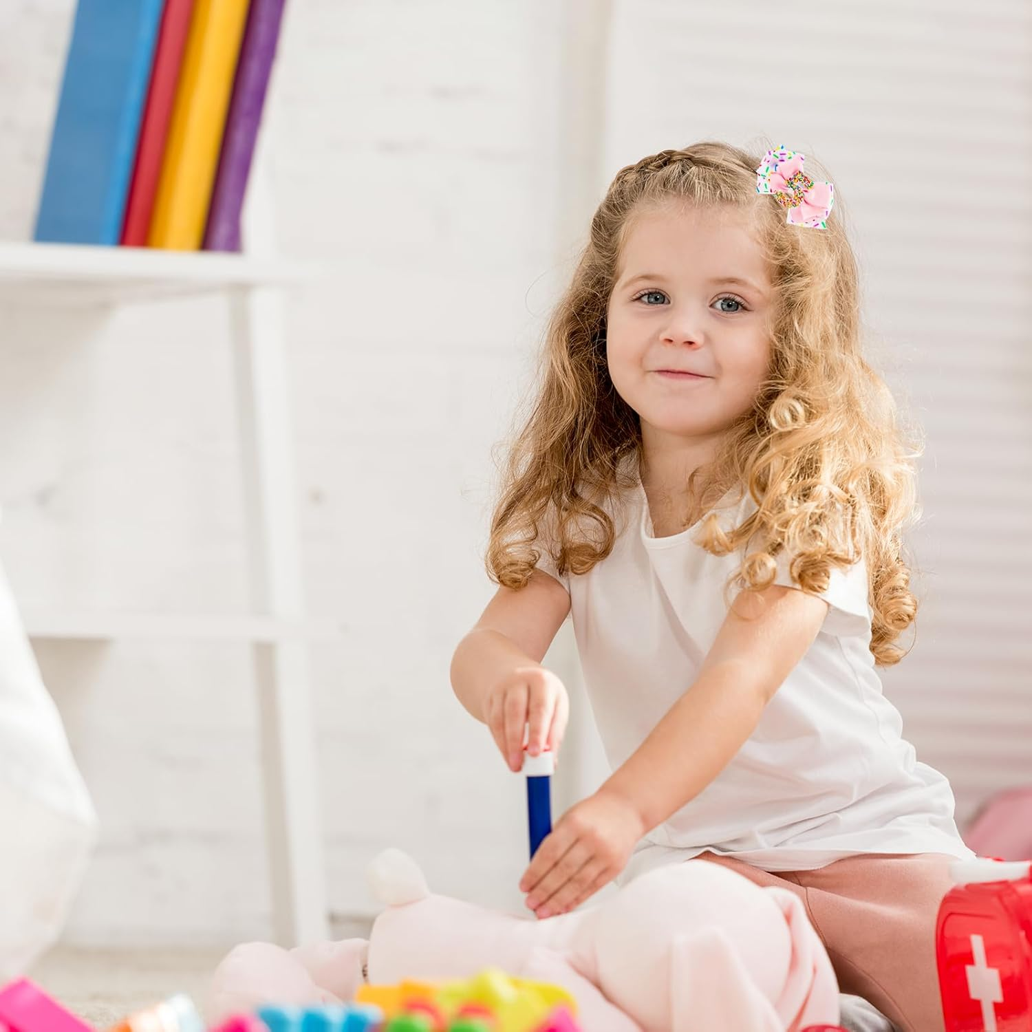 Pink Bow Birthday Hat, Elastics Baby Girl Bow Birthday Hair Bows Baby Bow Headbands Baby Hair Bows Hair Accessories Birthday Pink Bow Party Decorations for Baby Girl (5) image number 3