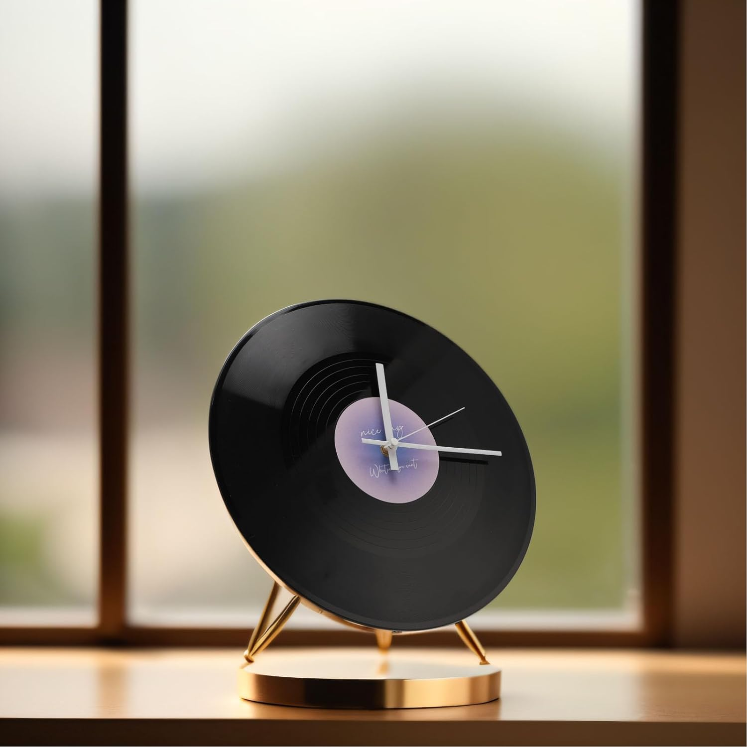 12 Inch Wall Clock, Vintage Record Wall Clock, Modern Battery Operated Wall Clocks, Built in Battery, Silent Non Ticking Wall Clock for Office, Home, Living Room, Bedroom (Purple) image number 3