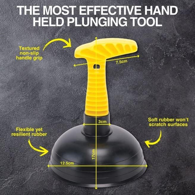 Handy Hardware 3PK Plunger Sink Compact Stubborn Blockages Super Strong 125Mm image number 2