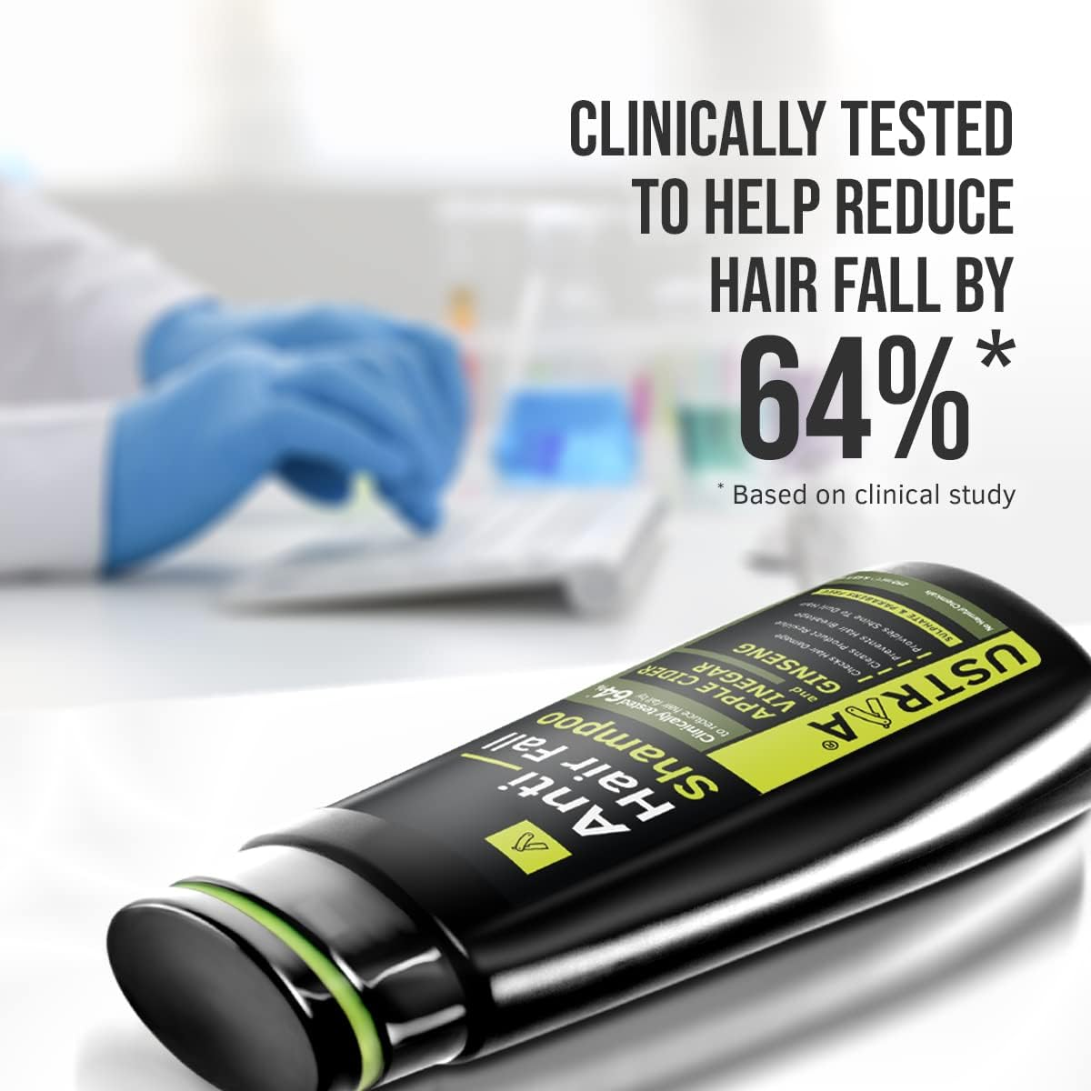 Ustraa anti Hair Fall Shampoo with Apple Cider Vinegar - Prevents Hair Fall, Strengthens Weak & Falling Hair and Adds Shine & Lusture to Hair - Sulphate & Paraben Free - 6.76 Oz image number 2