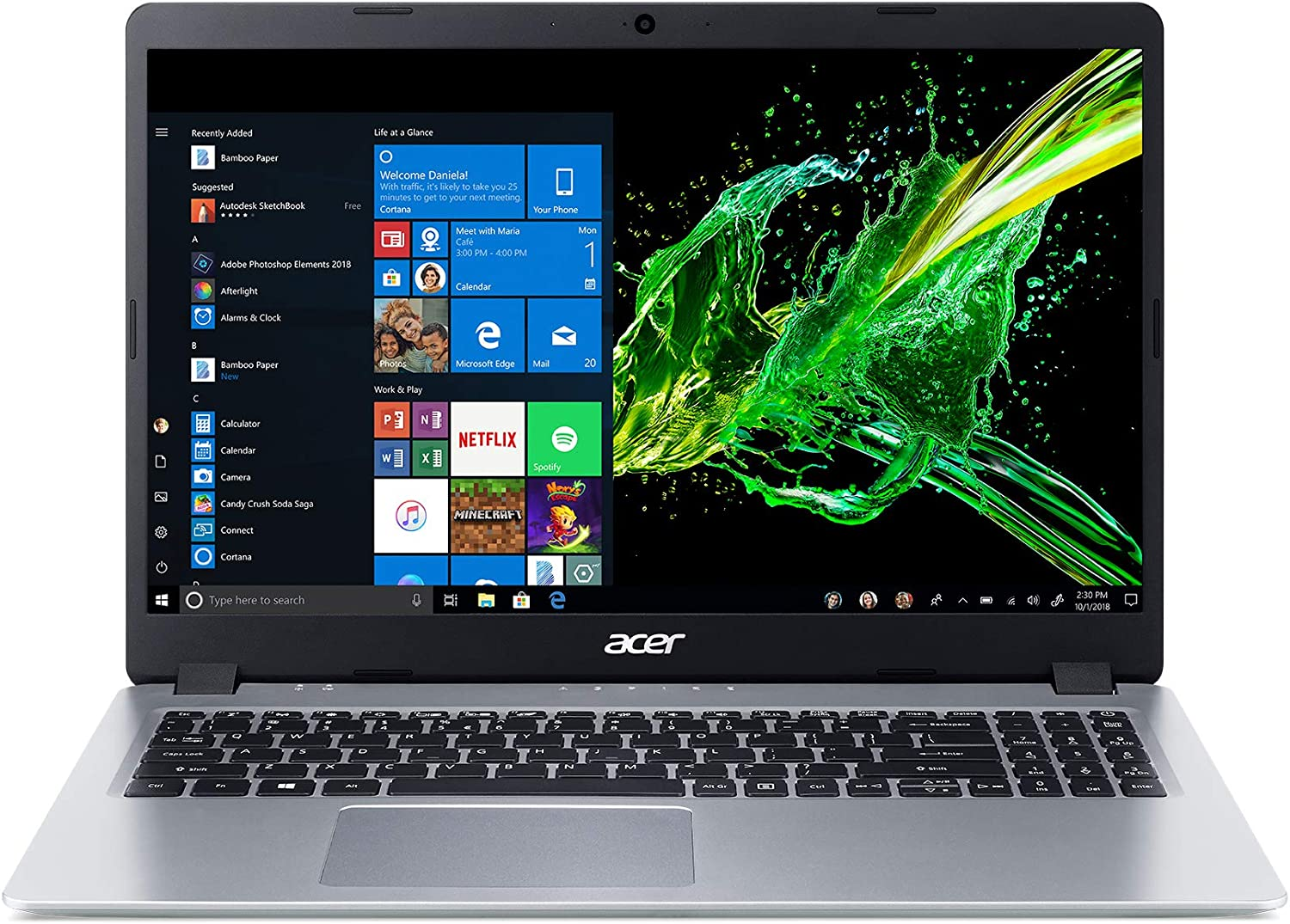 Acer Aspire 5 Slim Laptop, 15.6 Inches Full HD IPS Display, AMD Ryzen 3 3200U, Vega 3 Graphics, 4GB DDR4, 128GB SSD, Backlit Keyboard, Windows 10 in S Mode, A515-43-R19L, Silver
