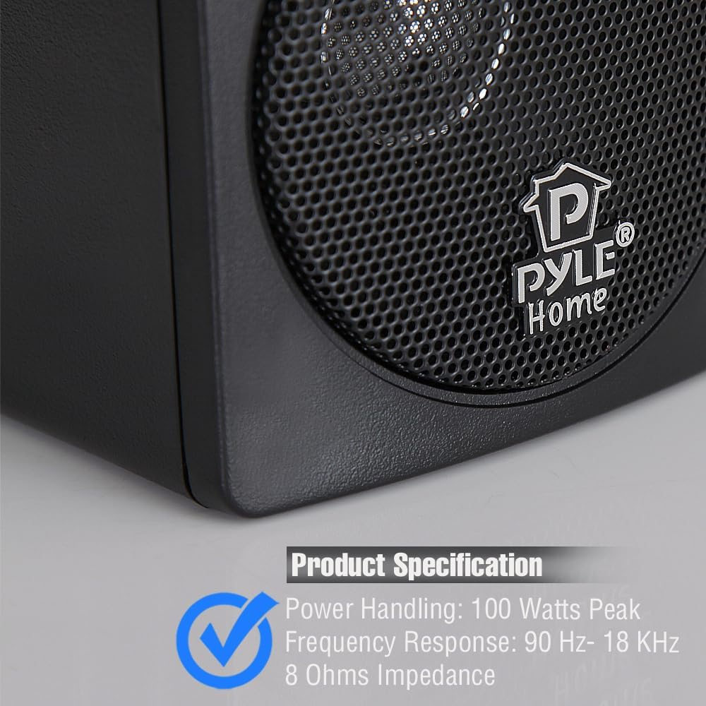 Pyle Home PCB3BK 3-Inch 100-Watt Mini Cube Bookshelf Speakers - Pair (Black) (Pair) image number 4