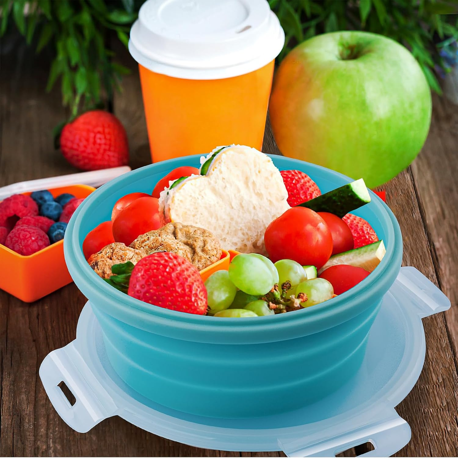 RAXCO Collapsible Food Storage Containers,4-Piece Silicone Bento Lunch Boxes,Salad Bowls and Camping Picnic image number 2