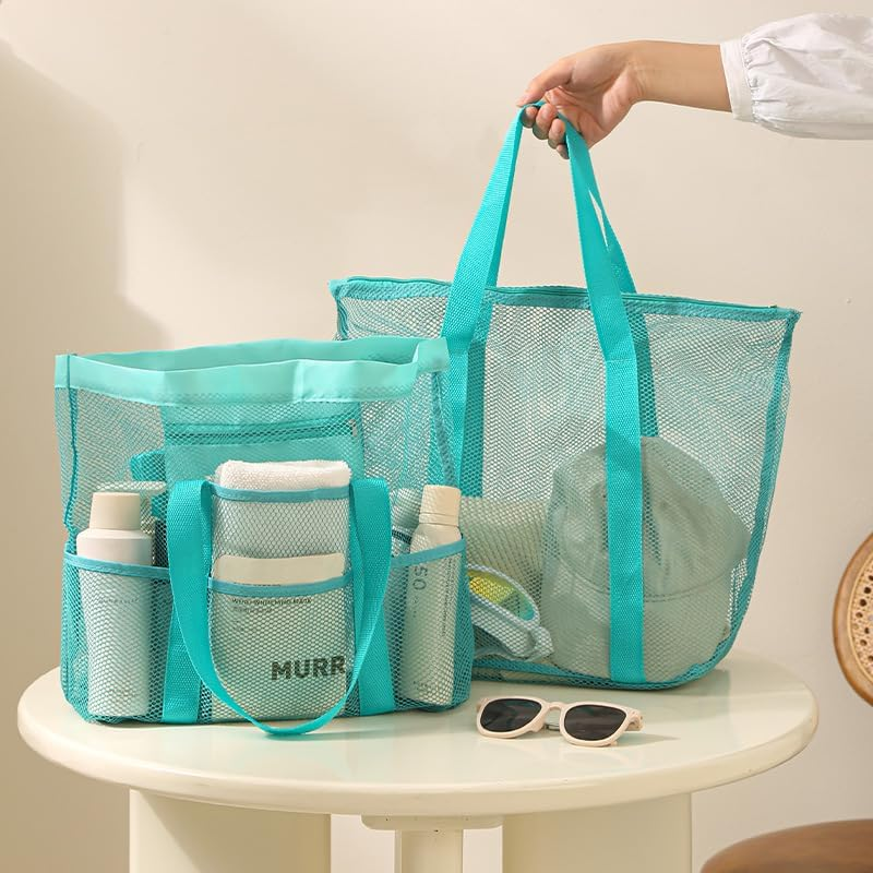 Quick Dry Shower Tote, 1Pc Green Mesh Shower Caddy Bag Quick Dry Tote Bag, Green Women Mesh Tote Bag Travel Hollow Shoulder Caddy image number 1