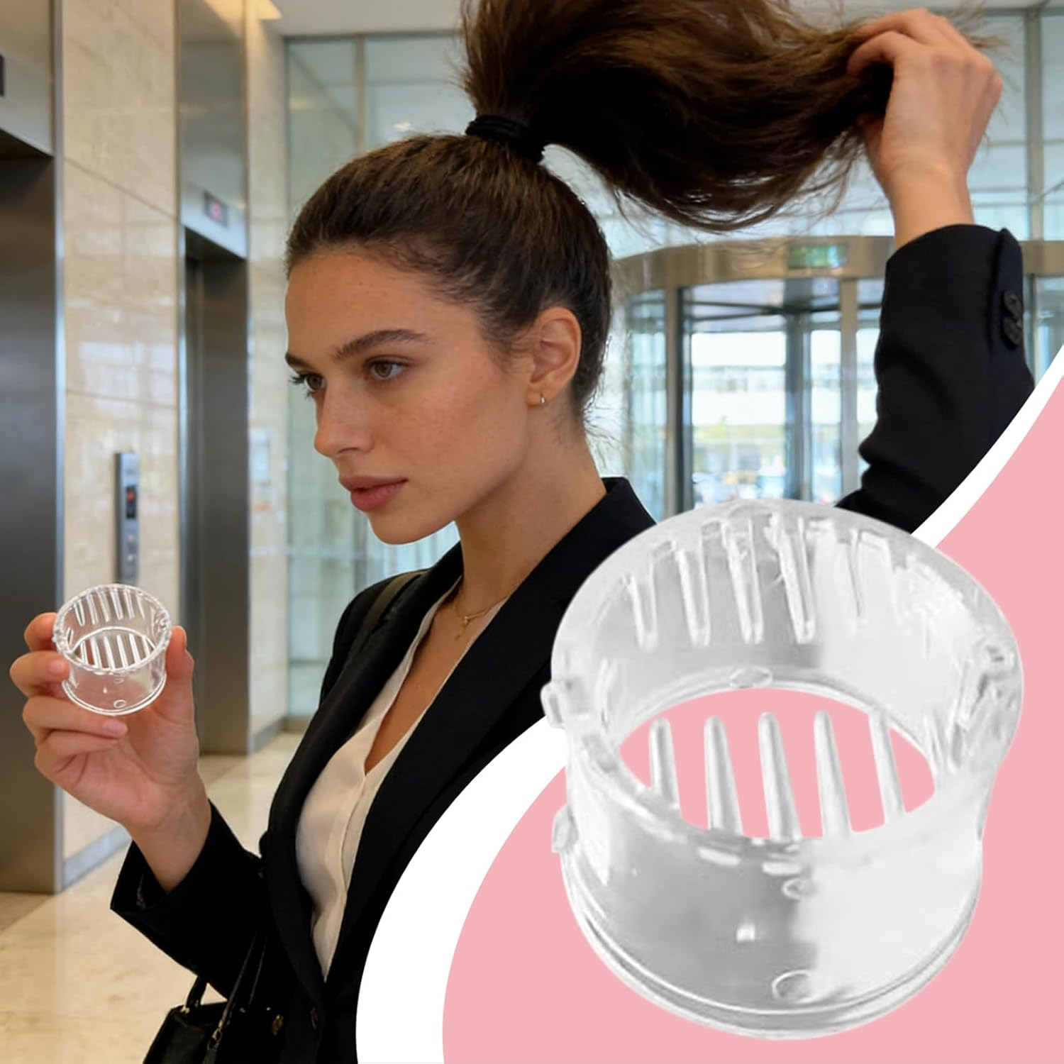 Pony Poppers Clip, 2PCS High Ponytail Clips, Small Pony Poppers Hair Claw Clips Strong Hold, Clear P-Lastic Ponytail Buckle Holder Decorative Clip, for Women & Girls image number 1