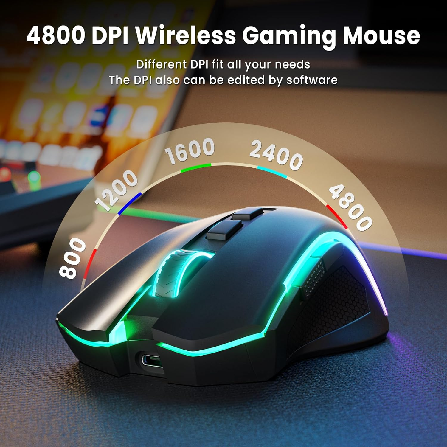 Redragon S101M-KS Gaming Keyboard and Mouse Wireless with Tri-Mode, RGB Keyboard and 4800 DPI Gaming Mouse, 10 Independent Multimedia Keys for Wins, PC, Computer, Wireless S101 Ideal for Gamer image number 6
