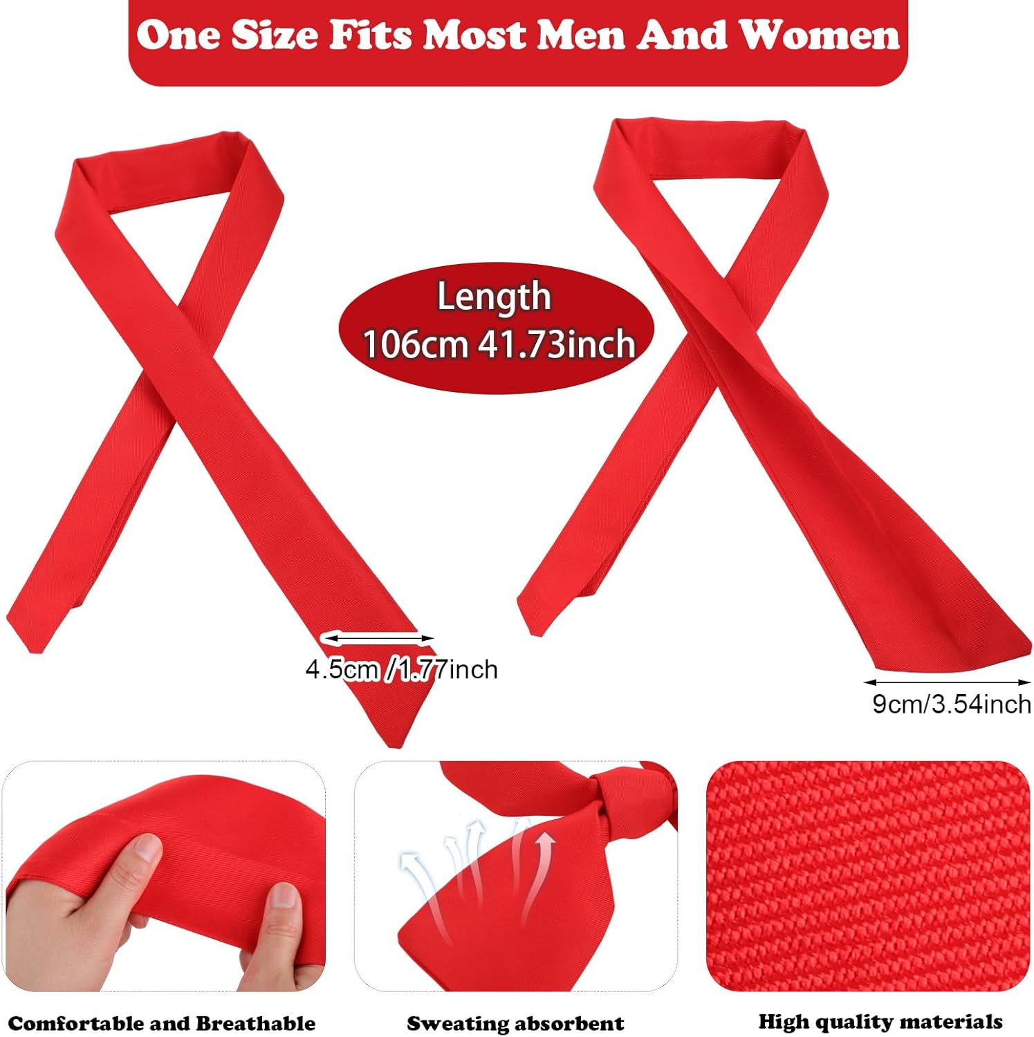 6 Pcs Chef Neckerchief Red Chef Scarf for Men Women Chef Neck Tie Wear Kitchen Work Restaurant Cooking BBQ, Red image number 2