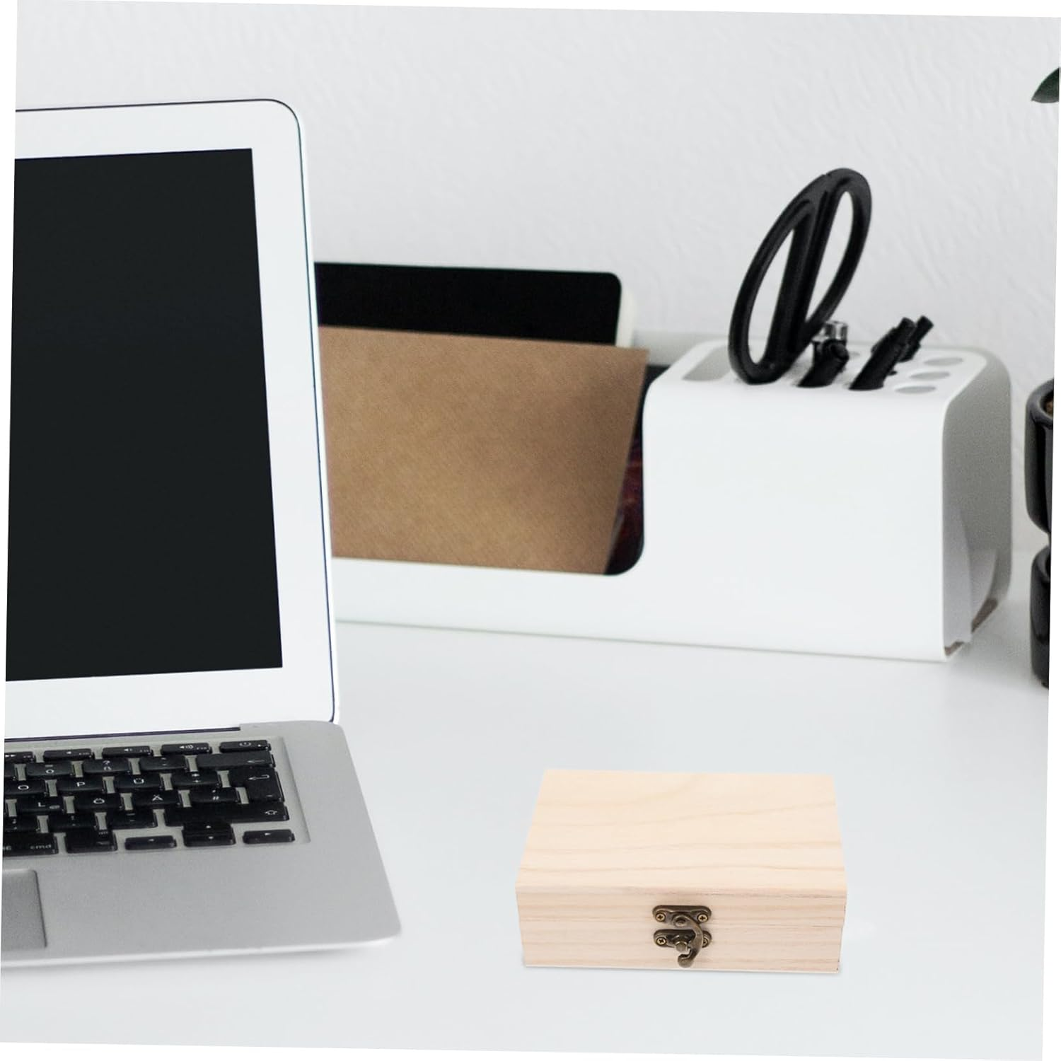 Wooden Storage Box DIY Craft Rectangular Unfinished Wood Box for Keepsakes Home Decor Jewelry Storage Lock image number 6