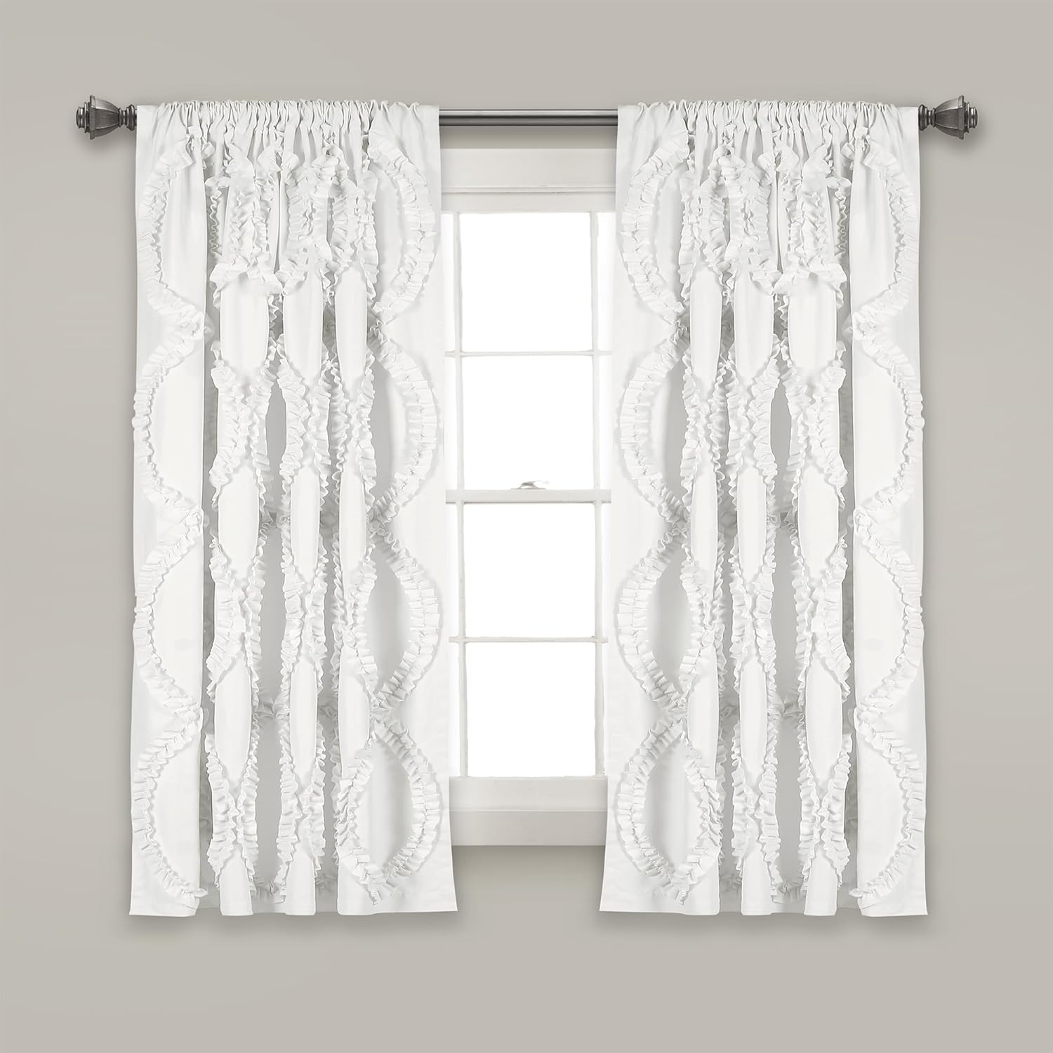 Lush Decor Lush D&Eacute;COR, White Avon Window Panel for Living, Dining Room, Bedroom (Single Curtain), 108&rdquo; X 54