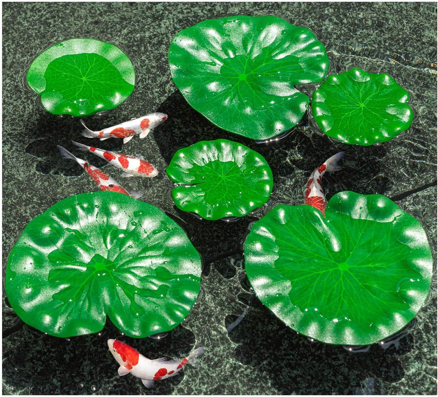 Floating Lily Pads for Ponds, 6Pcs Realistic Lily Pads Leaves Artificial Floating Foam Lotus Leaves Plastic Foam Water Lily Pads Foliage Pond Decor for Pond Pool Koi Fish Patio Aquarium image number 2
