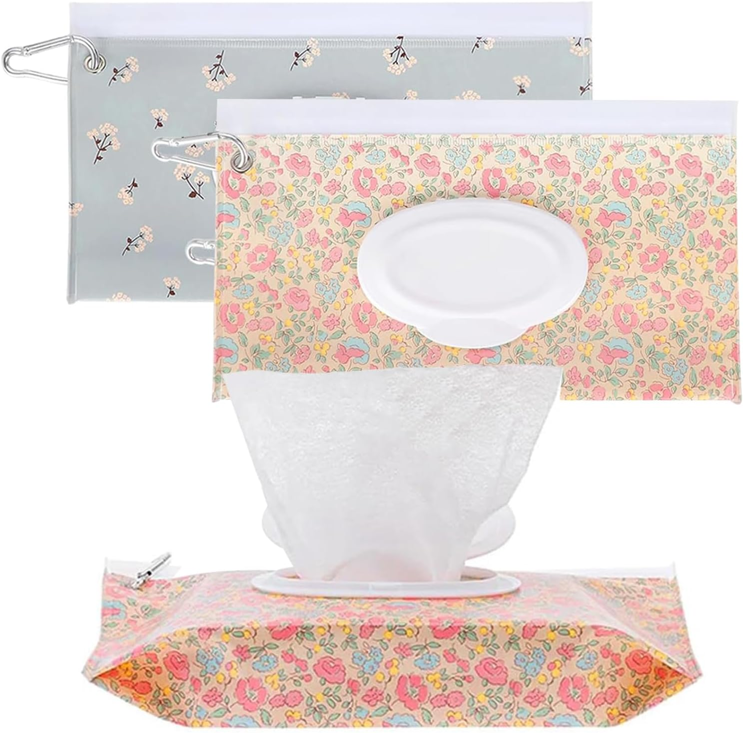 2 Pack Baby Wipes Dispenser, Portable Reusable Baby Travel Wipes Holder and Case, Refillable Baby Wipes Container for Diapers, Keeps Wipes Fresh image number 1