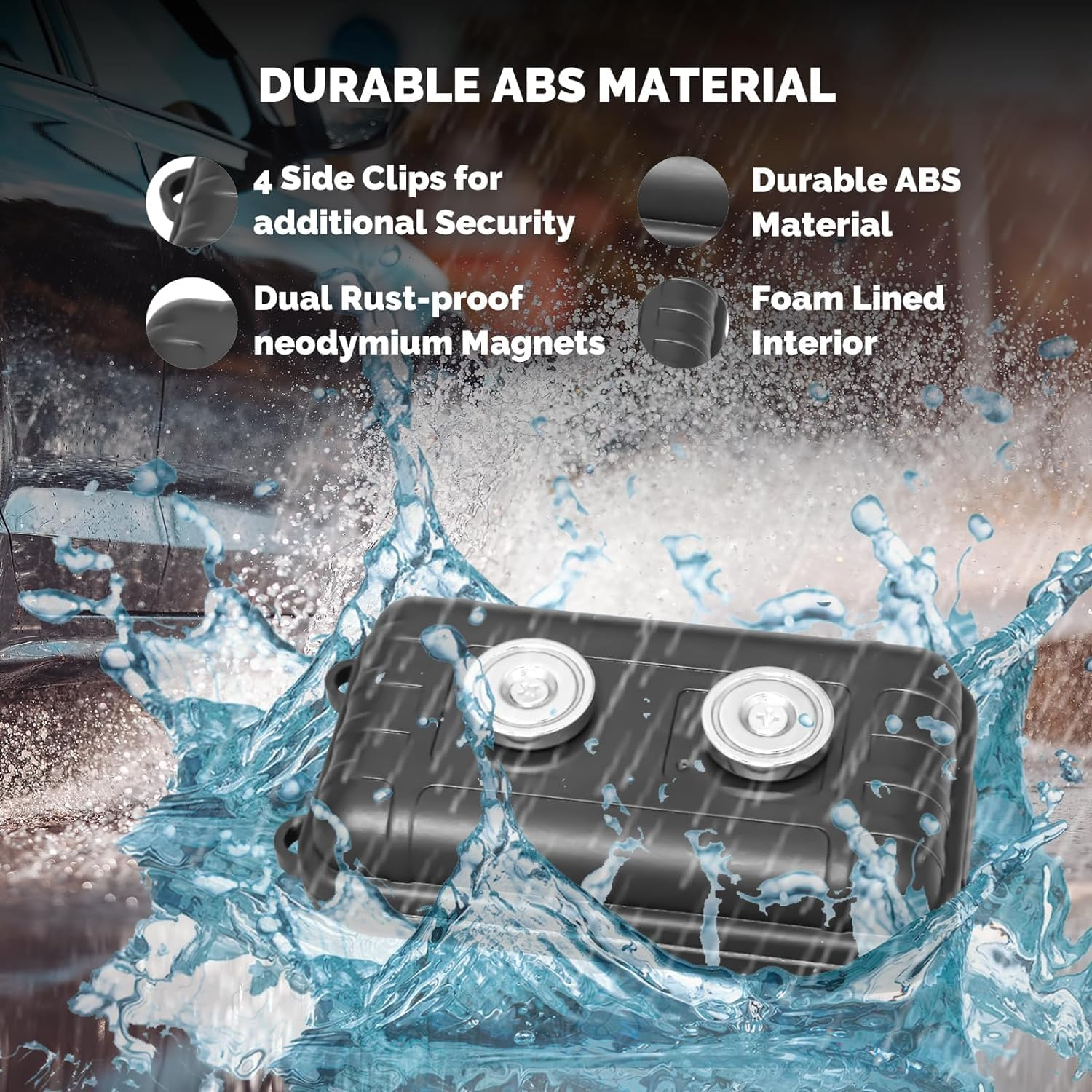 Durable and Strong Magnetic Stash Safe Box, Hidden Car Underbody Storage for Keys, Valuables, Cash (Black, Medium) image number 5