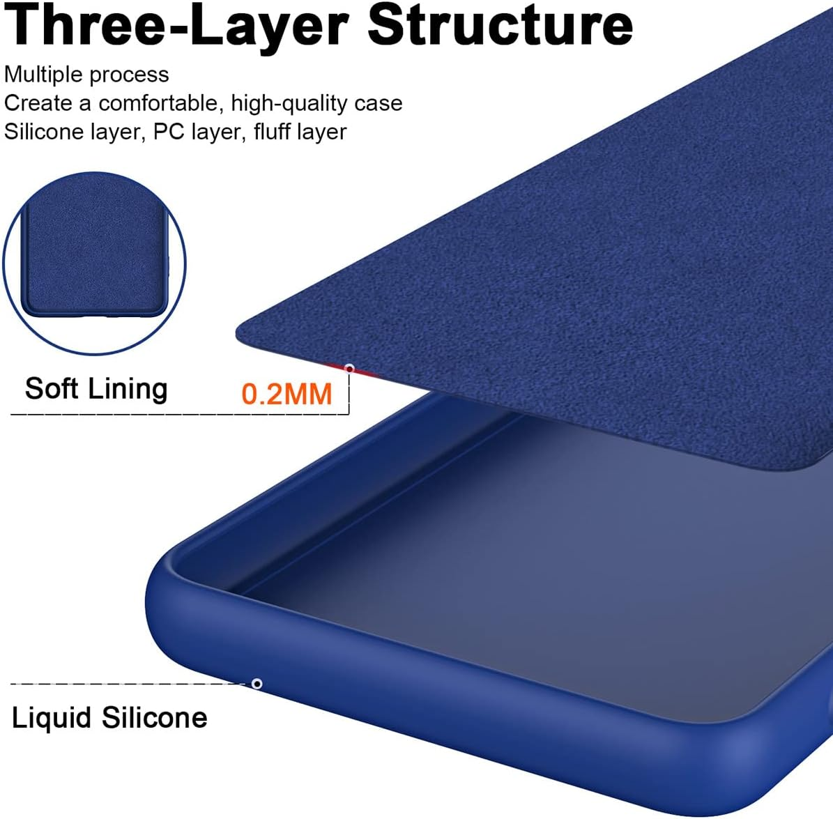 Case for Oppo A16/OPPO A16S/Oppo A54S, Ultra Thin Soft Liquid Silicone Shockproof Mobile Phone Case with Premium Fibre Lining, Stylish Perfect Touch Protective Case, Black - Black image number 2