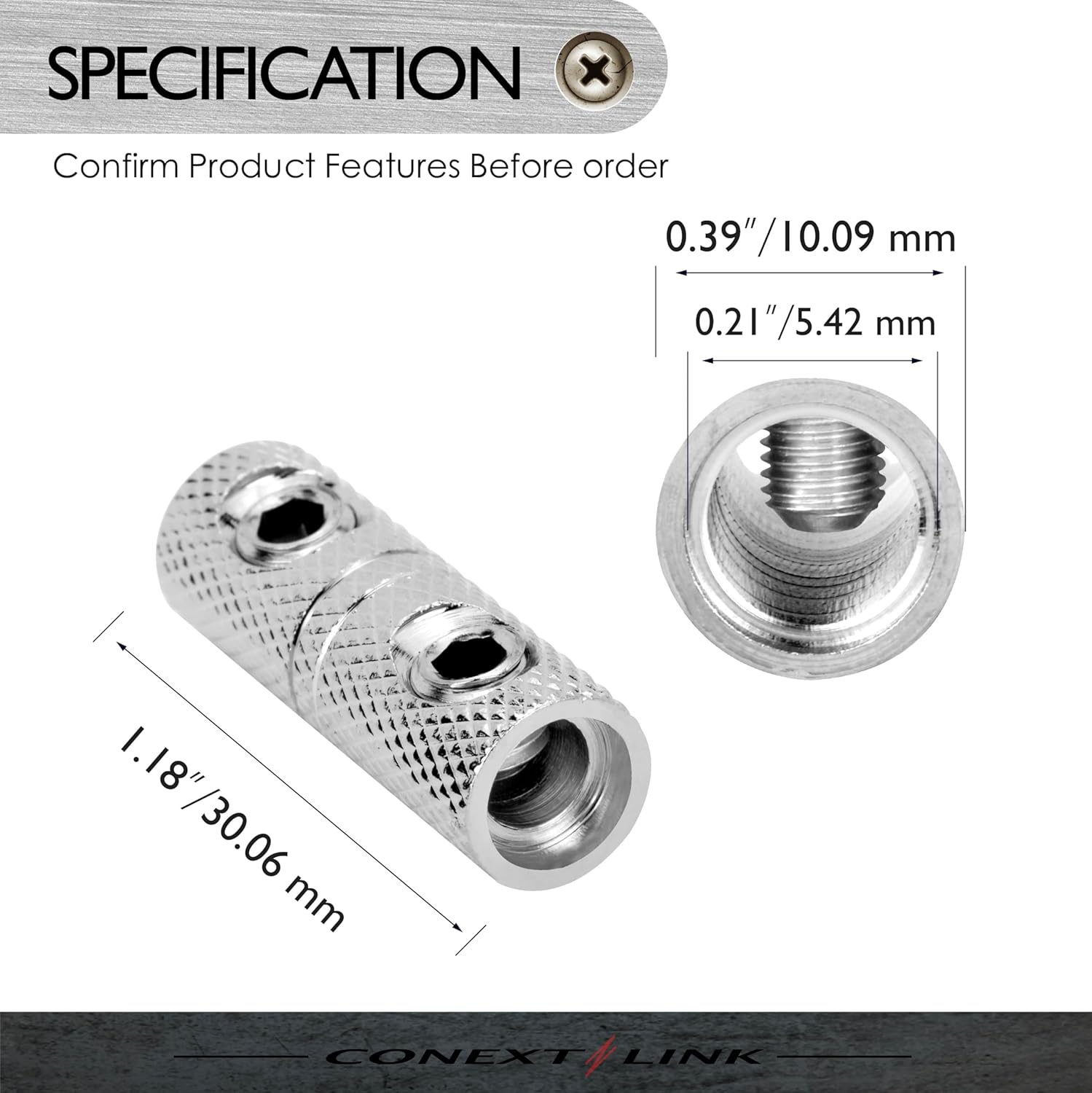 Conext Link WCT8N-2 Series Wire Coupler Terminal Butt Connector with Set Screws 2 Pack 8 Gauge image number 4