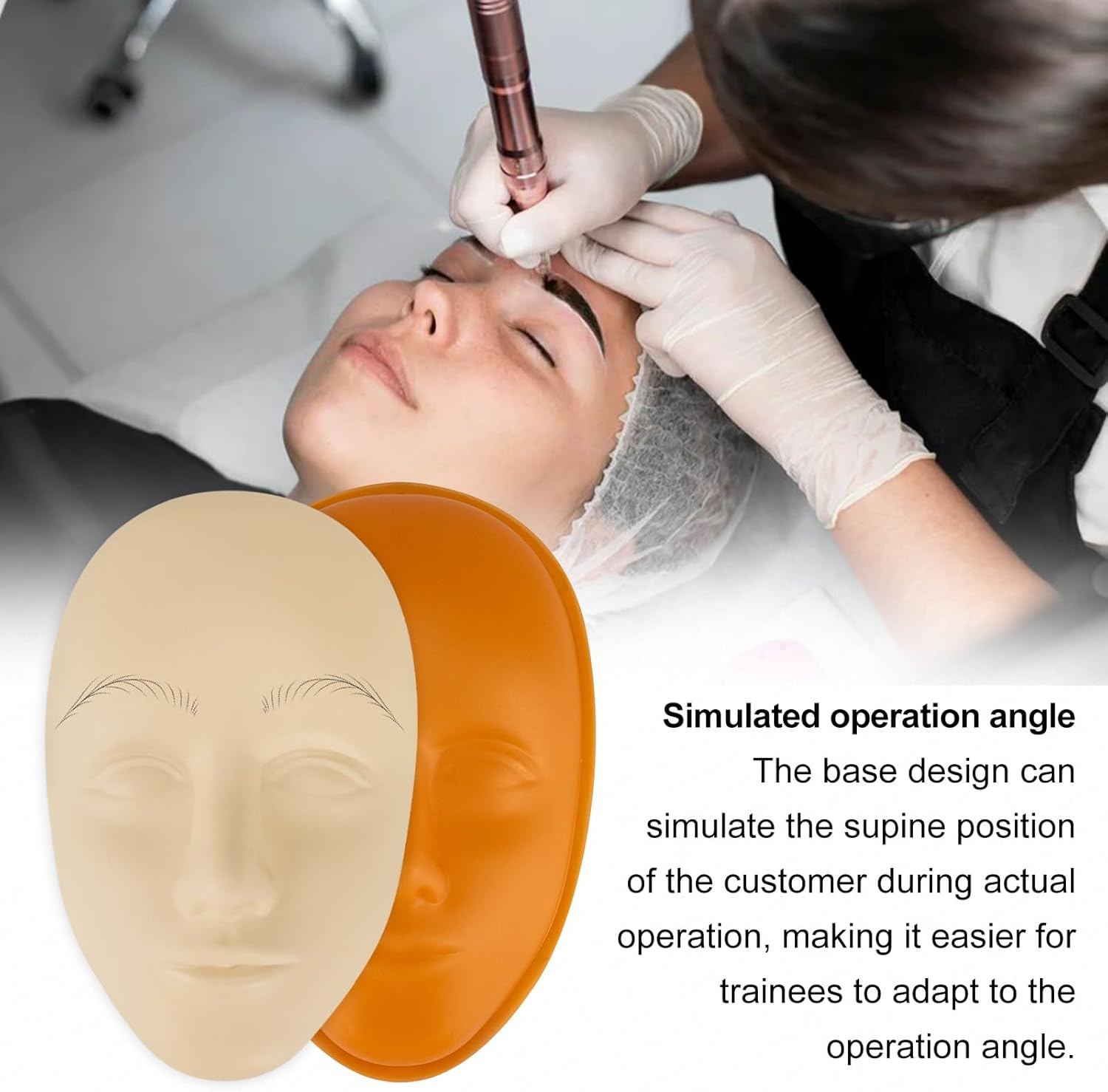 Preprinted 5D Nano Eyebrow Exercise Kit with Dotted Hair Line and Stand, Silicone Tattoo Face Model for Eyebrows, Eyeliner, Lips, SMP Scalp (Kit-1) image number 3