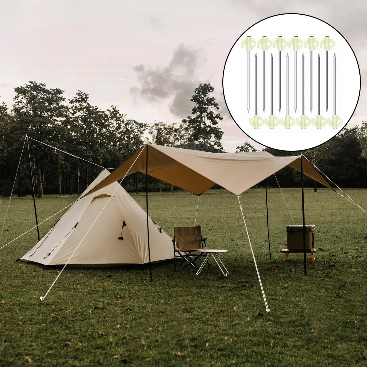 WELANE Eavy Duty Tent Stakes, 12PCS Luminous Aluminium Tent Pegs for Camping Tent, Canopies (0.6 X 20Cm)