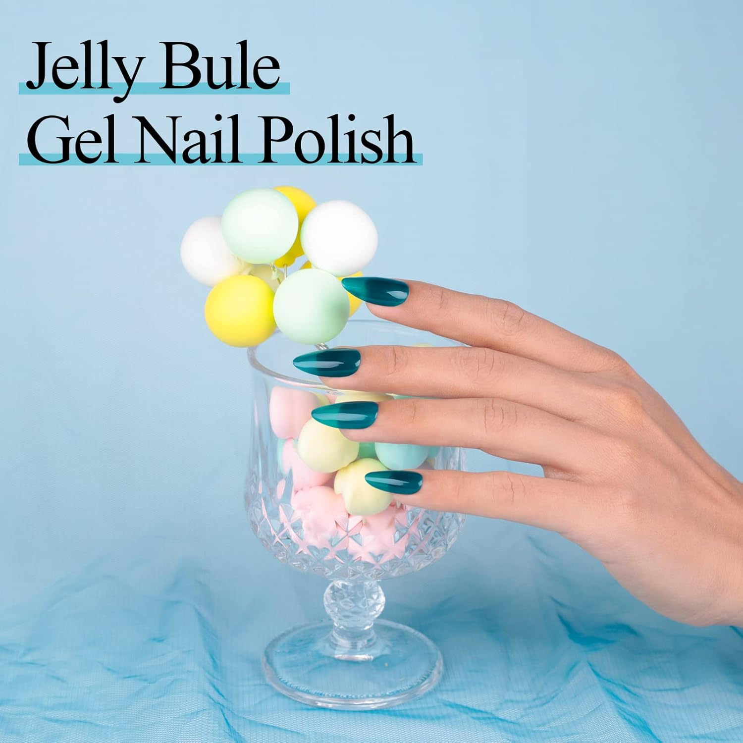 Aegean Blue Gel Nail Polish, 1 Pcs 0.5 Fl Oz Translucent Blue Green Gel Nail Polish Color Soak off Gel Polish Nail Art Manicure Salon DIY Nail Lamp Gel Nail Design Christmas Halloween Decoration