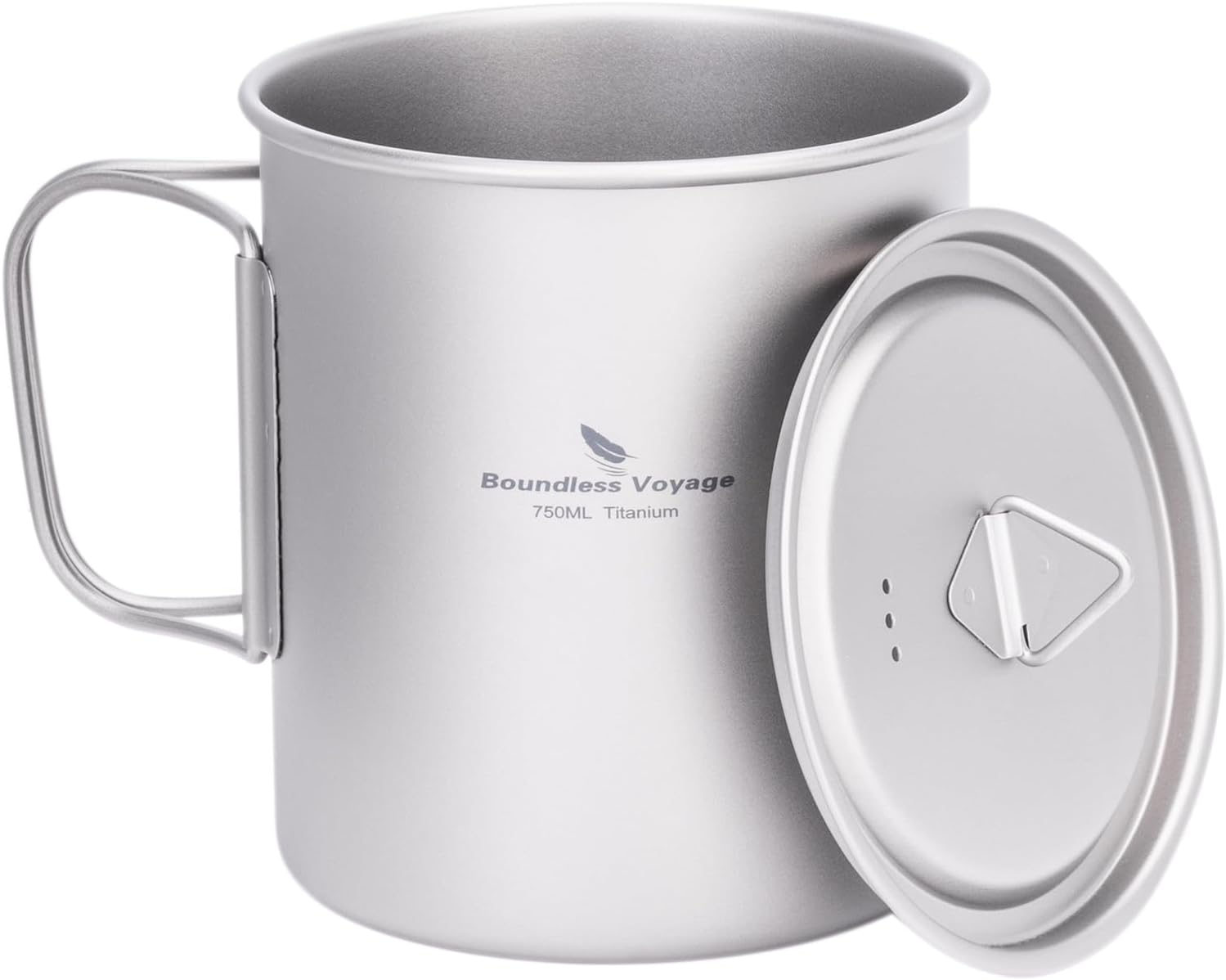 Boundless Voyage Titanium Mug with Lid Outdoor Titanium Lightweight Coffee Mug for Hiking Backpacking Camping (Ti3249D-750Ml)