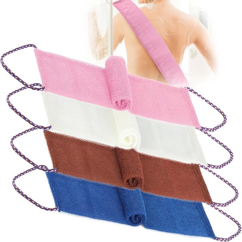 Nylon African Exfoliating Long Body Scrubbing Net, 4Pcs Nylon Exfoliating Long Wash Net, Body Scrubber Back Scrubber Wash Cloth image number 4