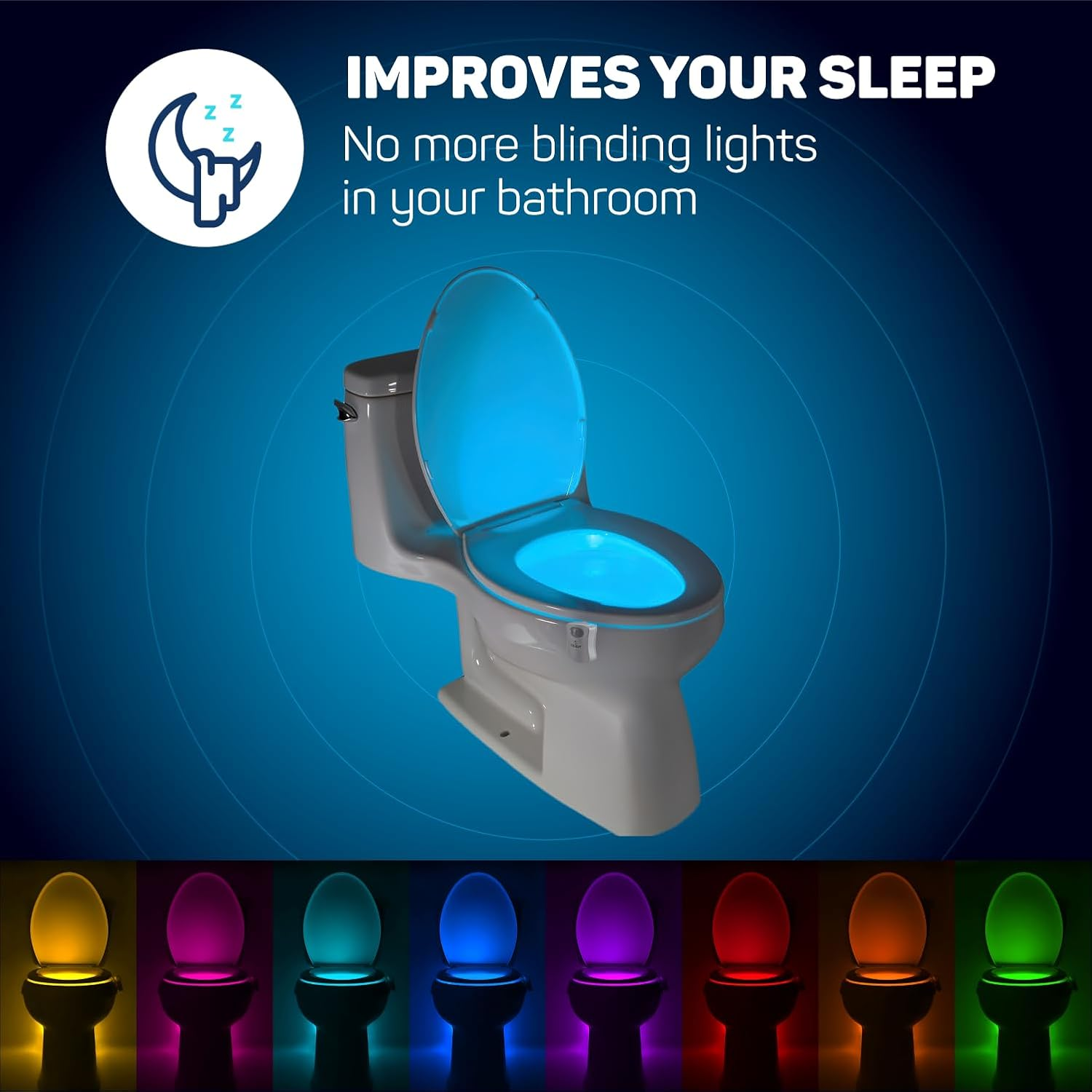 Original Toilet Night Light - Motion Sensor Activated LED - 9 Color Modes Including Blue - Light up Your Toilet Seat image number 3