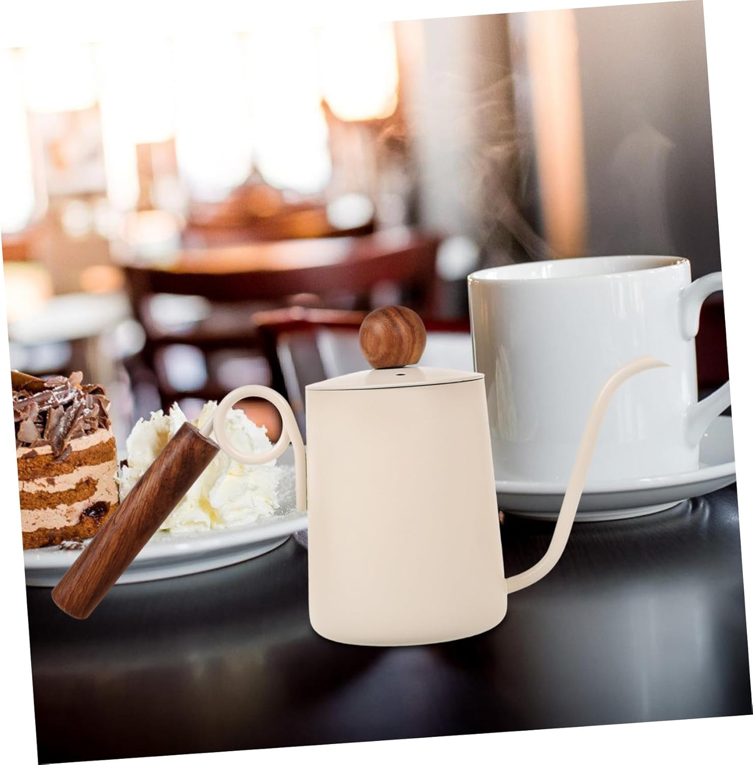 GRIRIW Vintage Style Steel Coffee Maker Stainless Steel Pot Long Spout Drip Pot for Gooseneck Tea Kettle Espresso Decanter image number 3