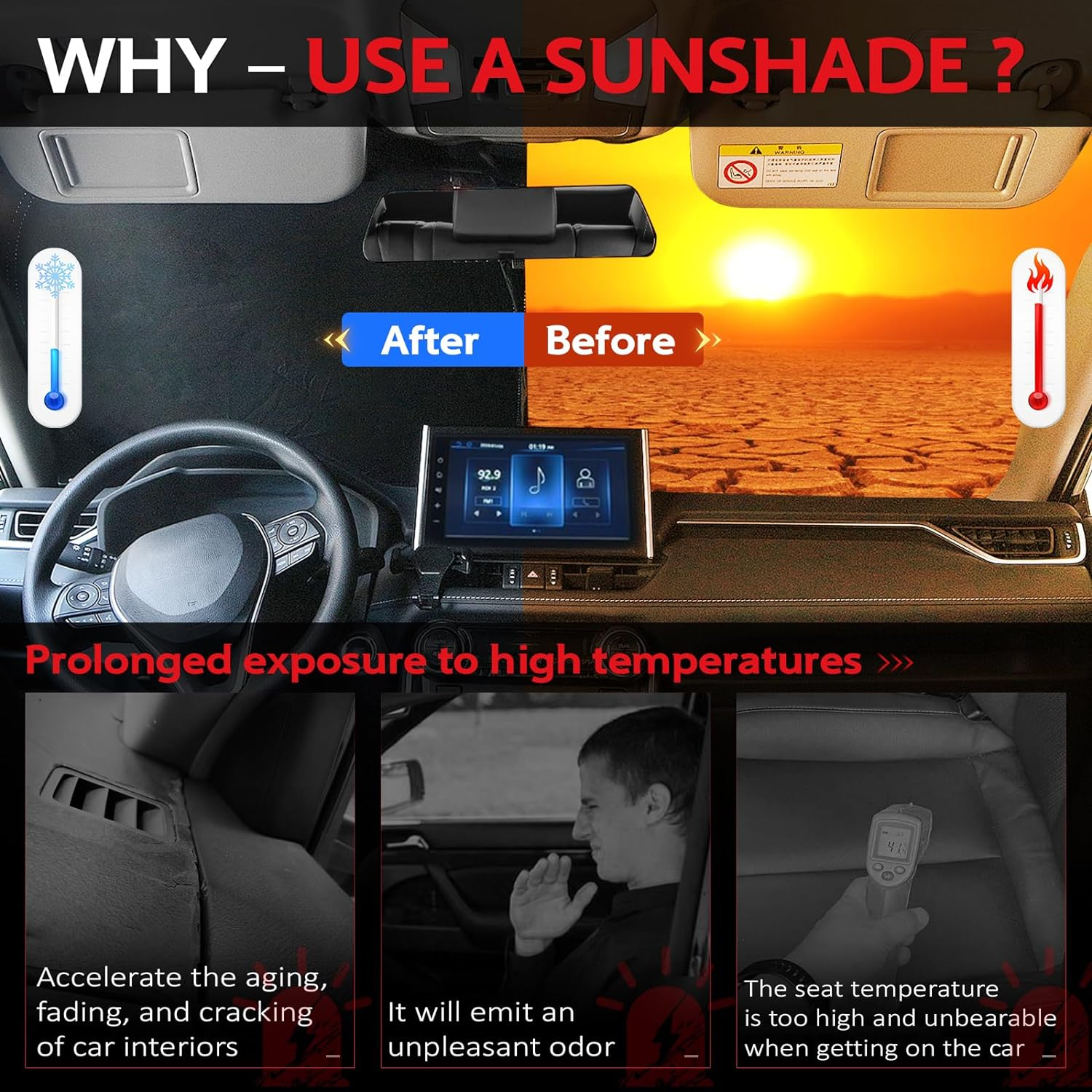 KAYZT Windshield Sun Shade for 2019-2024 Subaru Forester SUV Foldable Sunshade Front Window Custom Fit Car Accessories image number 5