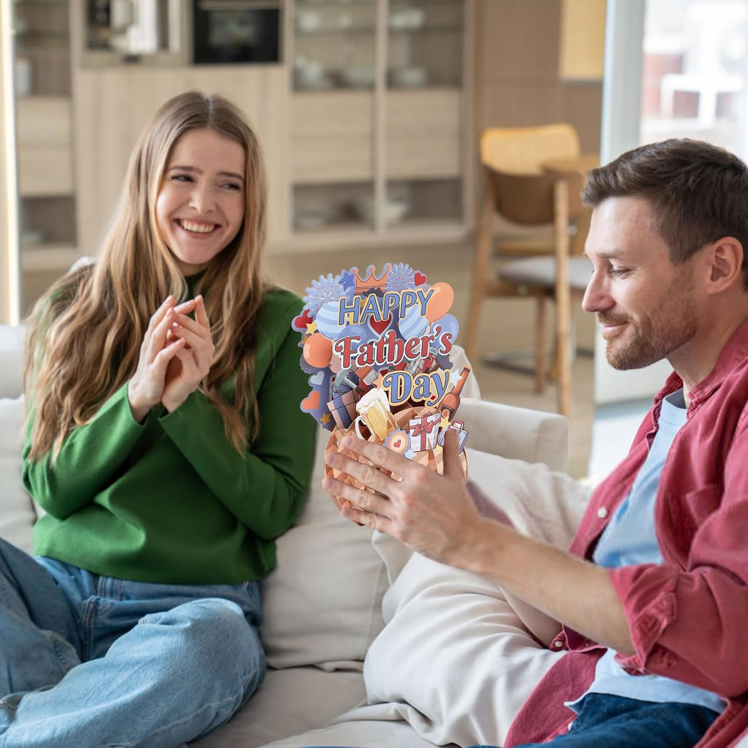 Bighan Pop up Happy Father'S Day Card, 3D Father'S Day Pop up Greeting Boxed Cards Anniversary Pop up Cards for Men, B - C image number 4