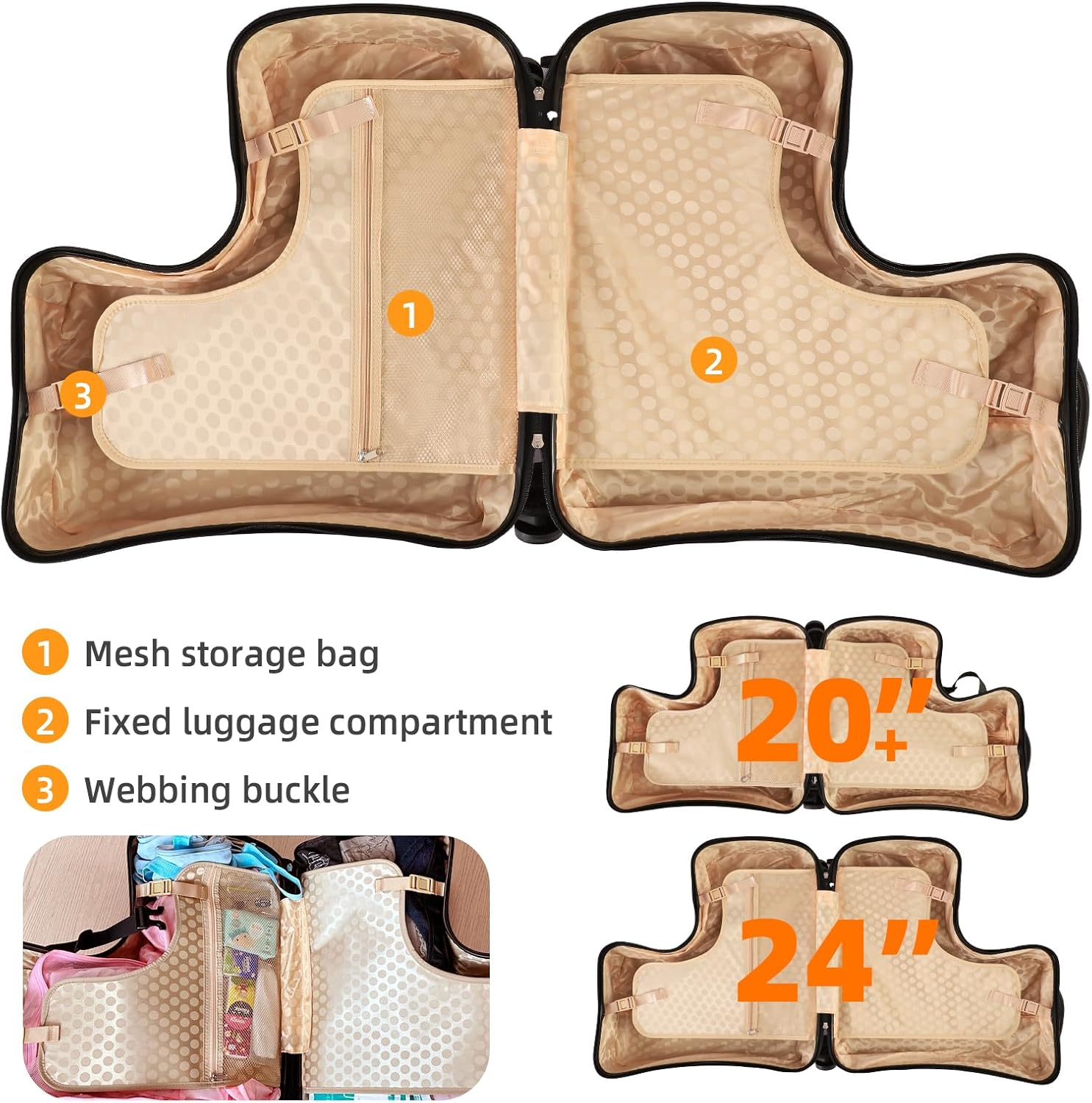 AO WEI LA OW N-A Kids Ride on Suitcase with Wheels, Scooter Luggage for Toddlers Travel, Durable Children'S Suitcase for Boys & Girls Ages 2-12 Years, Red, 24Inch, Hardside Kids Luggage with Double image number 3