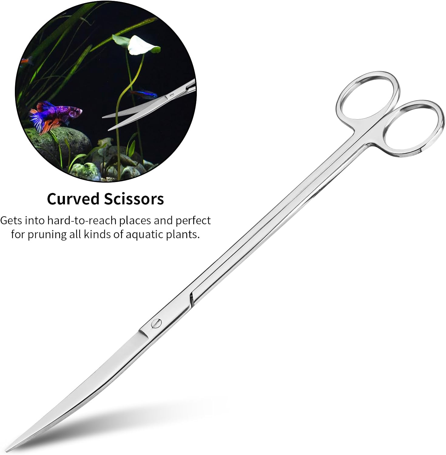 Ohtomber Aquascape Tools Aquarium Kit - 4PCS Terrarium Supplies Include Long Tweezers for Terrarium, Feeding Tongs, Aquarium Scissors, Algae Scraper for Fish Tank Cleaning Plant Trimming image number 5