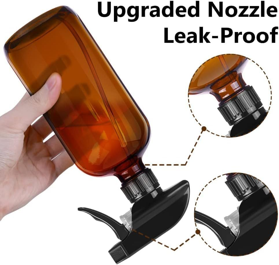 GIOD Amber Glass Spray Bottles 250Ml (2-Pack), Boston round Essential Oil Sprayers with UV Protection, Bpa-Free with Black Booster Spray Cap, Label, Funnel, Lid, Pipette image number 1