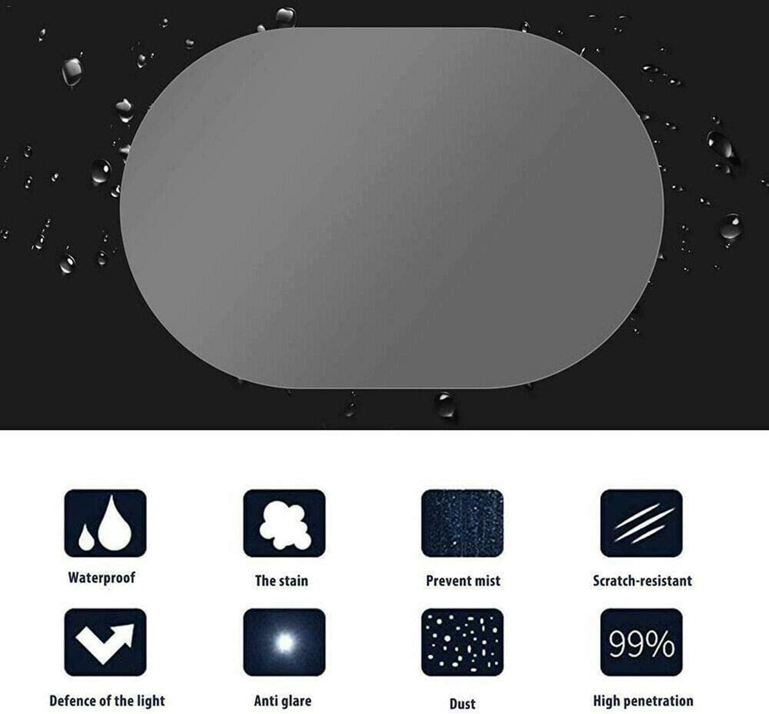 2X Waterproof Car Rearview Mirror Film Stickers Mirror Protective Rainproof