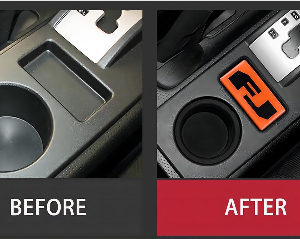 Aosseiye White Car Interior Crystal Stickers for Toyota FJ Cruiser 2007-2024 Center Console Gear Shift Panel Cover Stickers FJ Logo Patch Interior Accessories