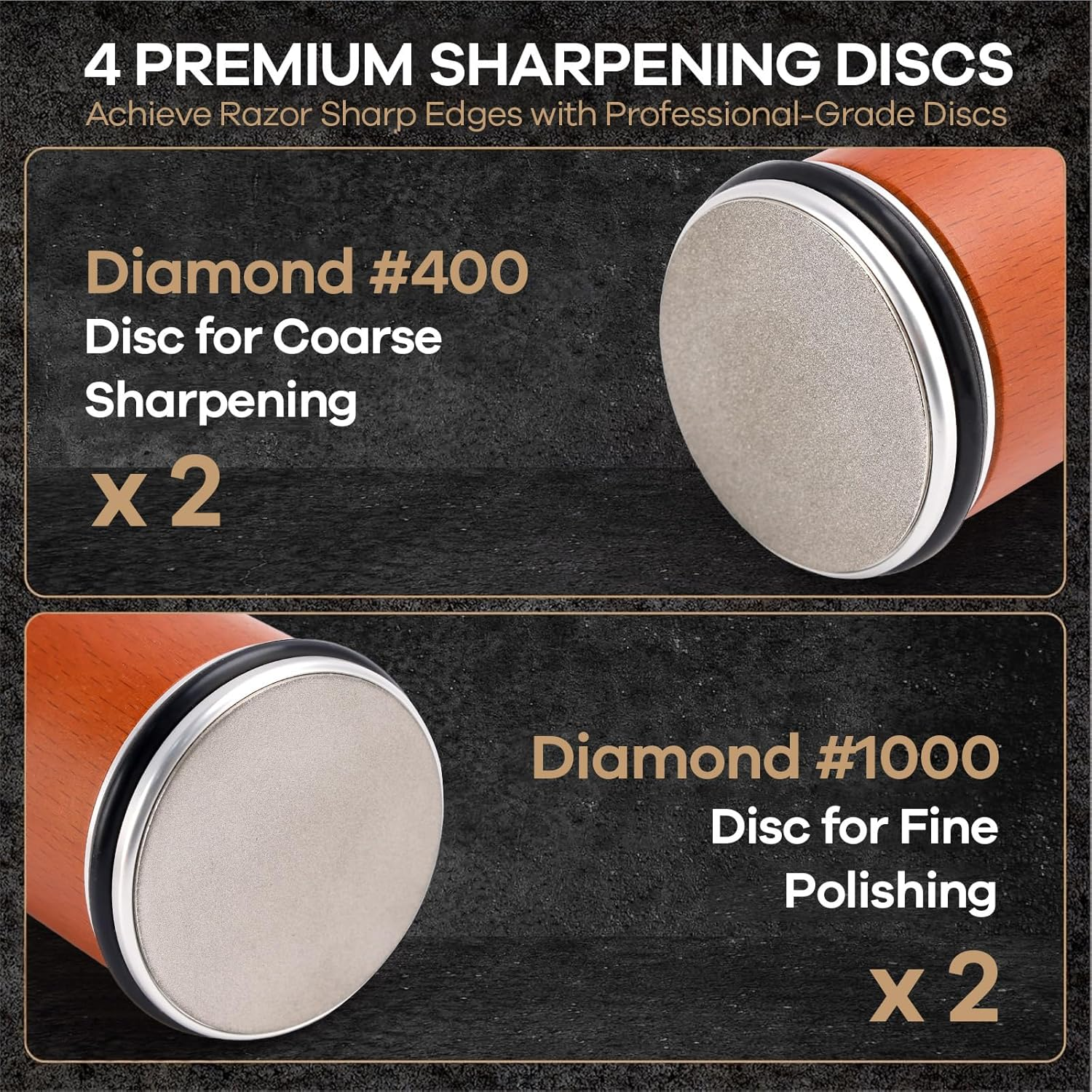 Knife Sharpener - Professional Rolling Knife Sharpener Tool Kit for Kitchen Knives - Knife Sharpening Made Easy - Diamond Discs Offer 5 Magnetic Angles (12&deg;/15&deg;/17&deg;/19&deg;/22&deg;) - Kitchen Gadgets & Gifts image number 2