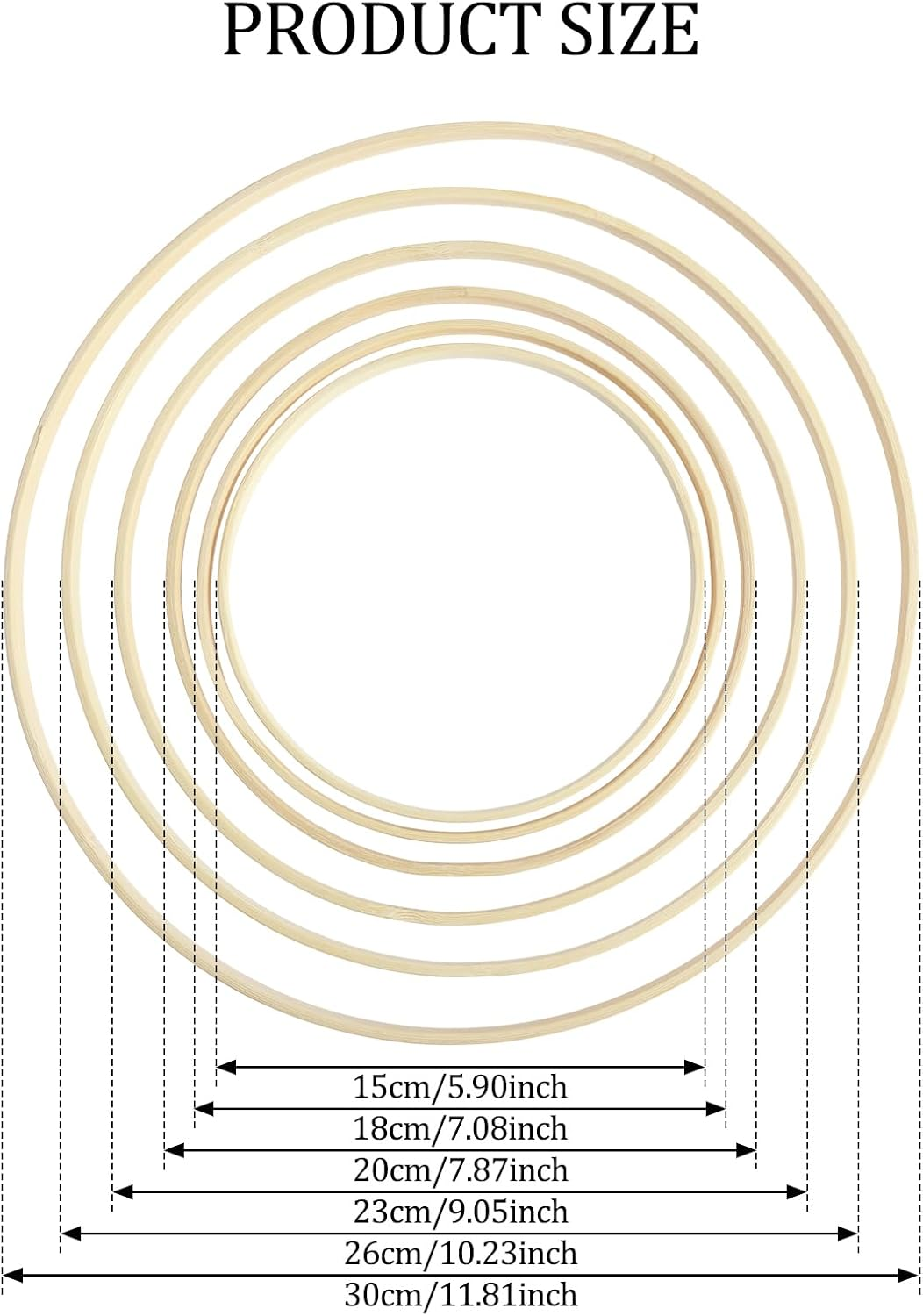 18Pcs Bamboo Hoop Set,Craft Hoop Rings for DIY Wedding Wreath,Dream Catcher Rings,Rings Supplies for Crafts,Bamboo Floral Hoop,Diy Bamboo Rings for Wedding Wreath Decor Dream Catcher image number 4