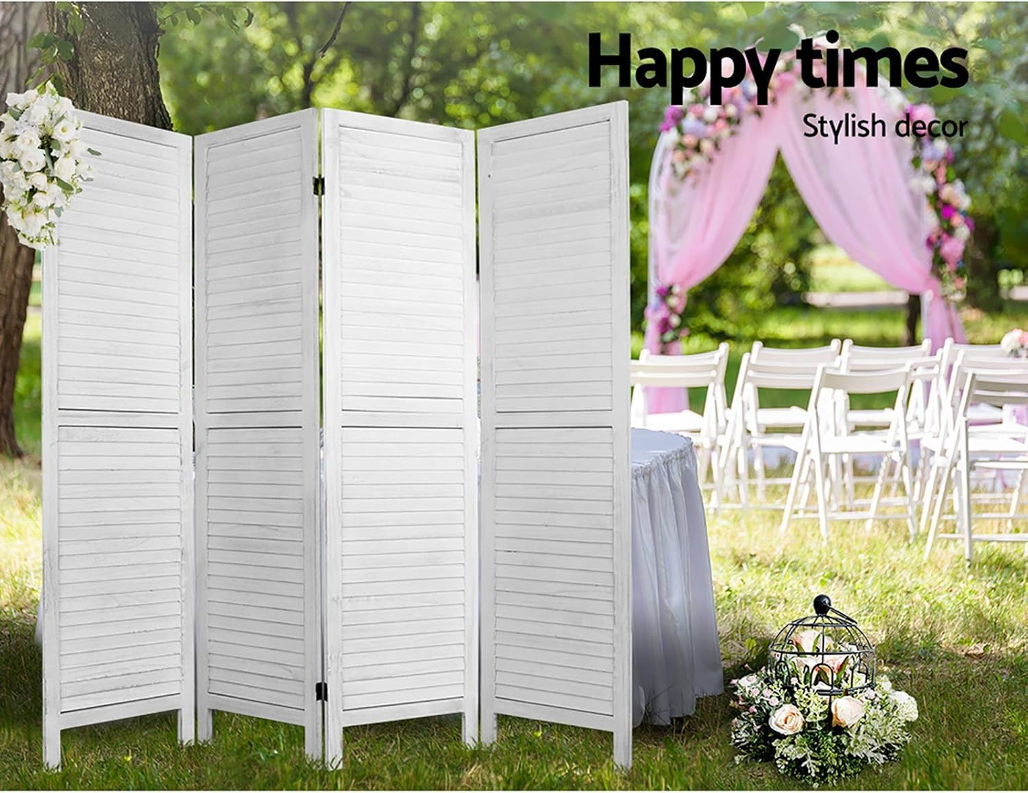 Artiss Room Divider, Folding Wooden Privacy Portable Screen Shelf Dividers Partition Wall Screens Home Pet Child Indoor Balcony Bedroom Furniture, Separator Water-Resistant White image number 4