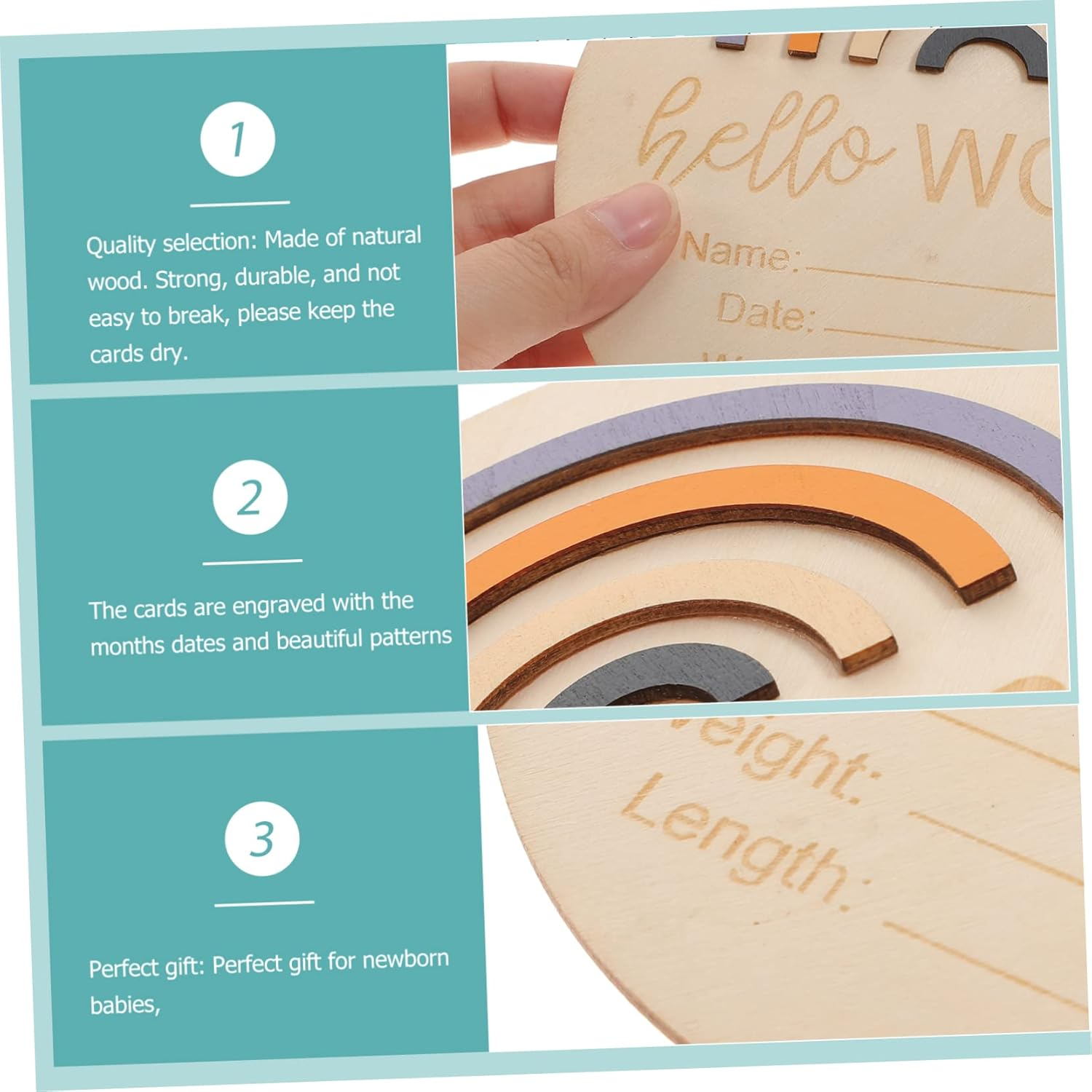 GALPADA Milestone Wooden Sign Newborn Months Announcement Card Durable Photo Prop for Milestones Creative Birth Announcement for Boys