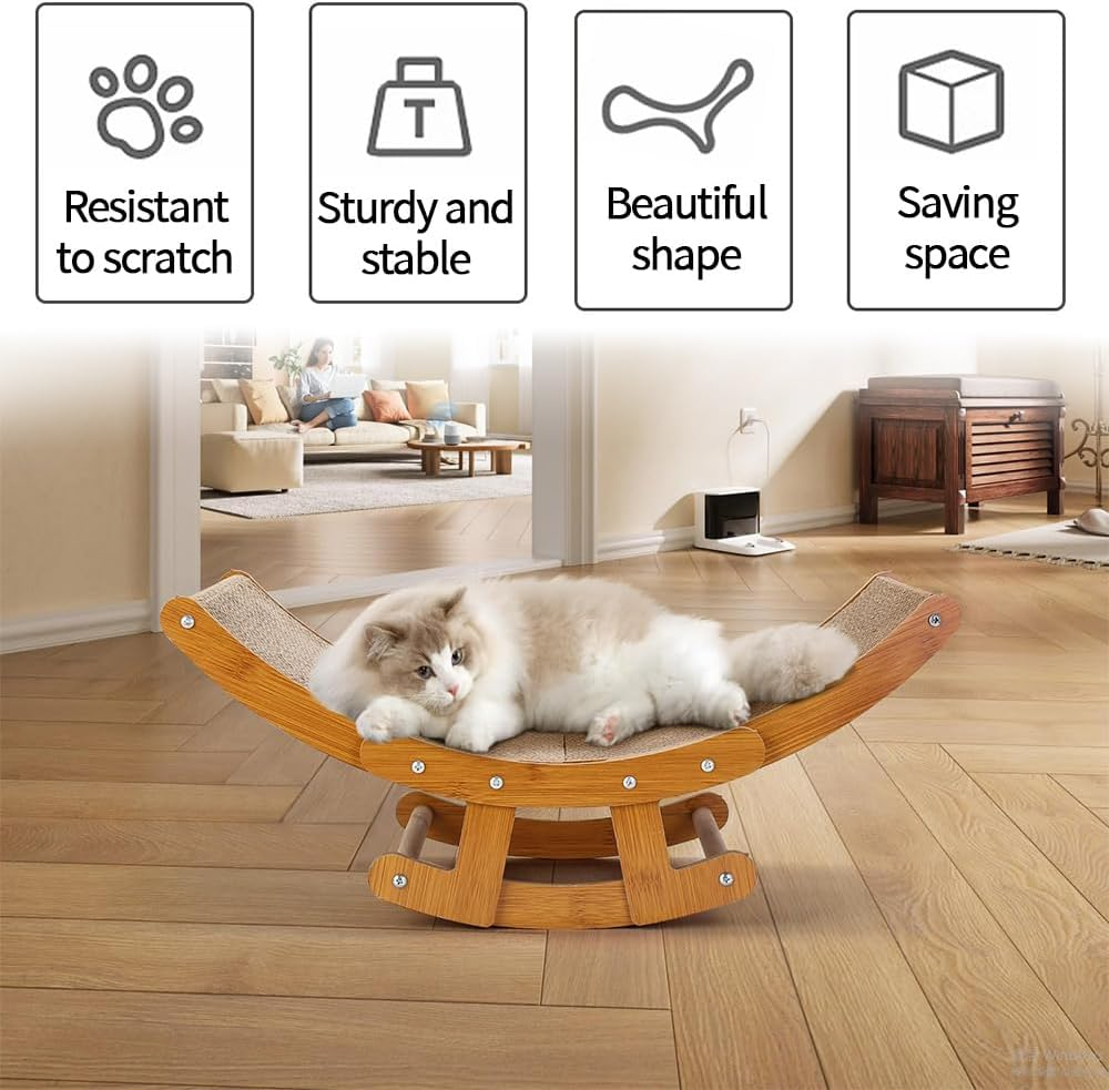 TOMVAES Cat Swing Bed Pet Rocking Hammock for Small Animal Rabbit Kitty Dogs Indoor Cats Indoor and Summer Breathable Outdoor Pet Camp Bed Easy to Assemble Wooden Frame Hanging Pet Bed image number 6