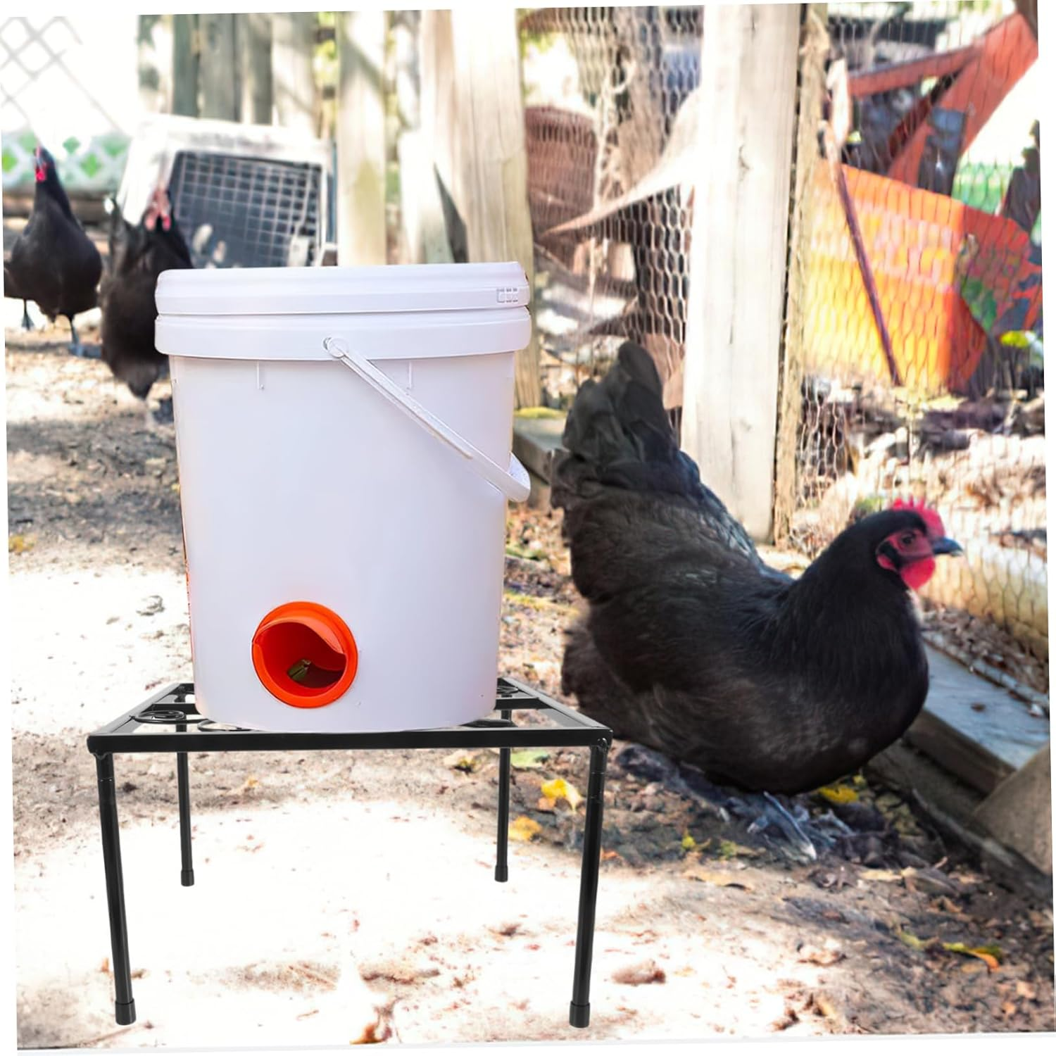 VANZACK Chicken Water Feeder Holder Chicken Feeder Holder Coop Feeder Holder Metal Feeder Stand Waterer Stand Metal Chicken Feeder Metal Stand for Waterer Metal Waterer Holder Iron image number 5